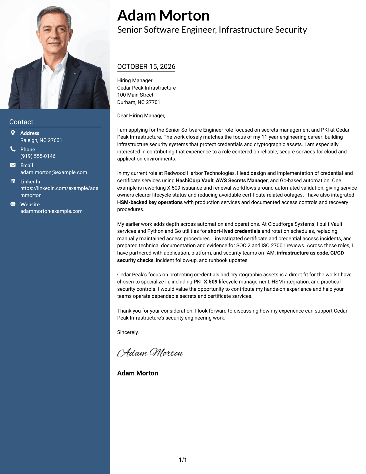 Cover letter example — page 1