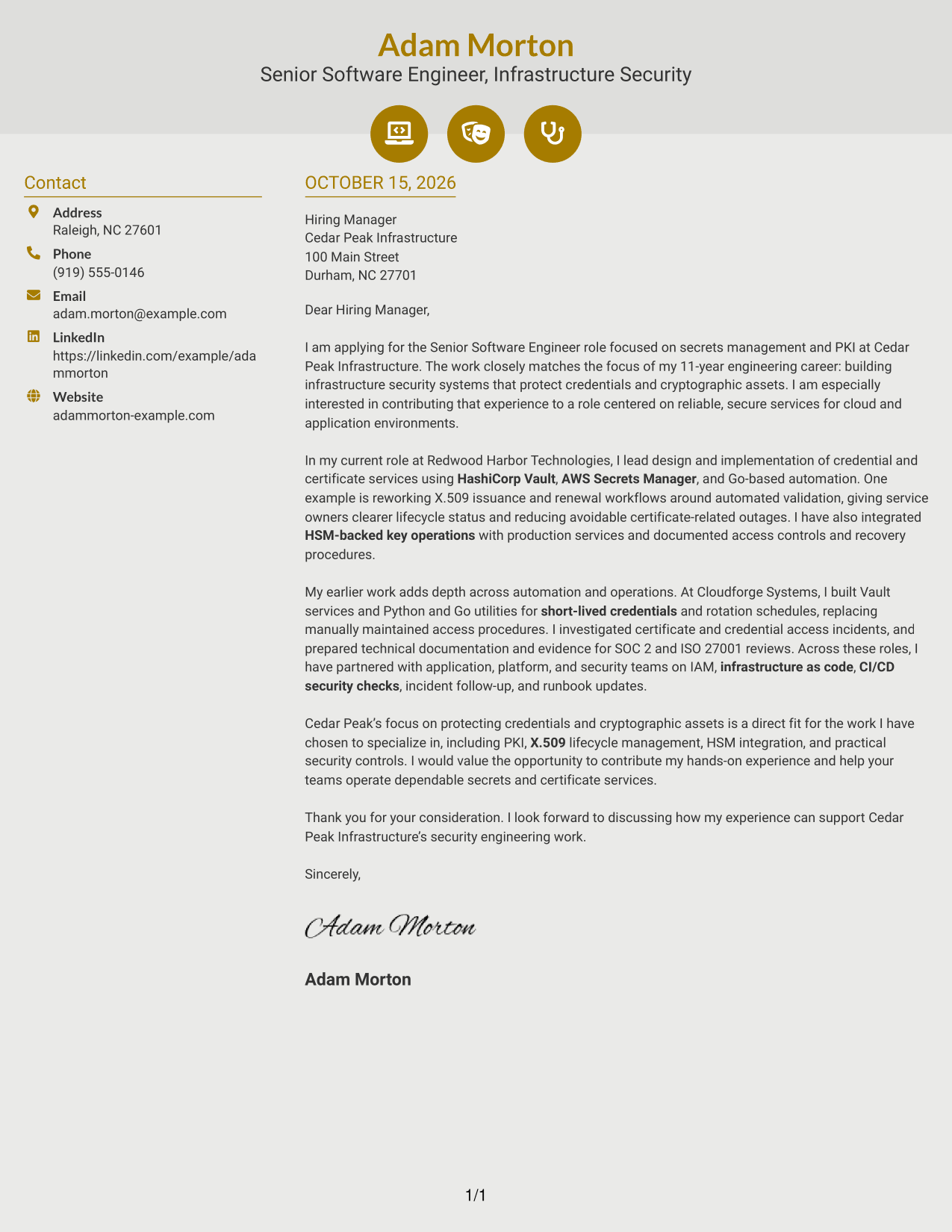 Cover letter example — page 1