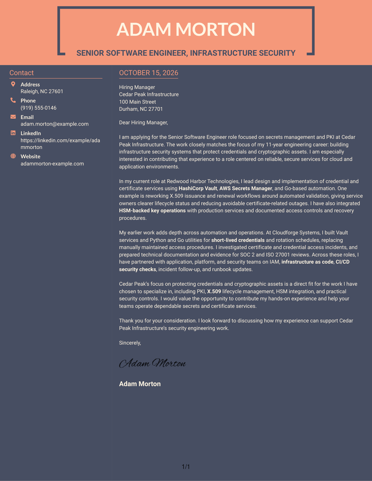 Cover letter example — page 1