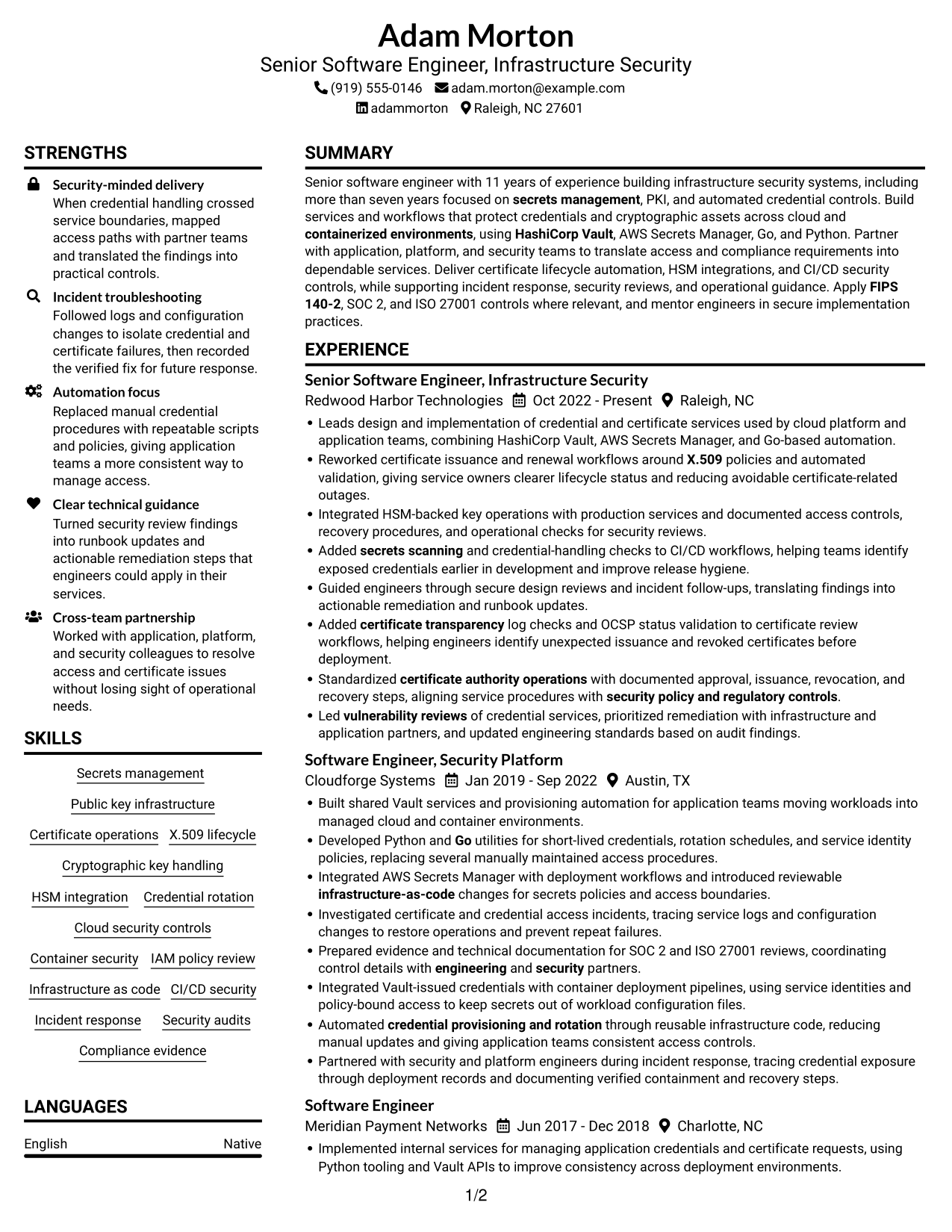 Resume example — page 1