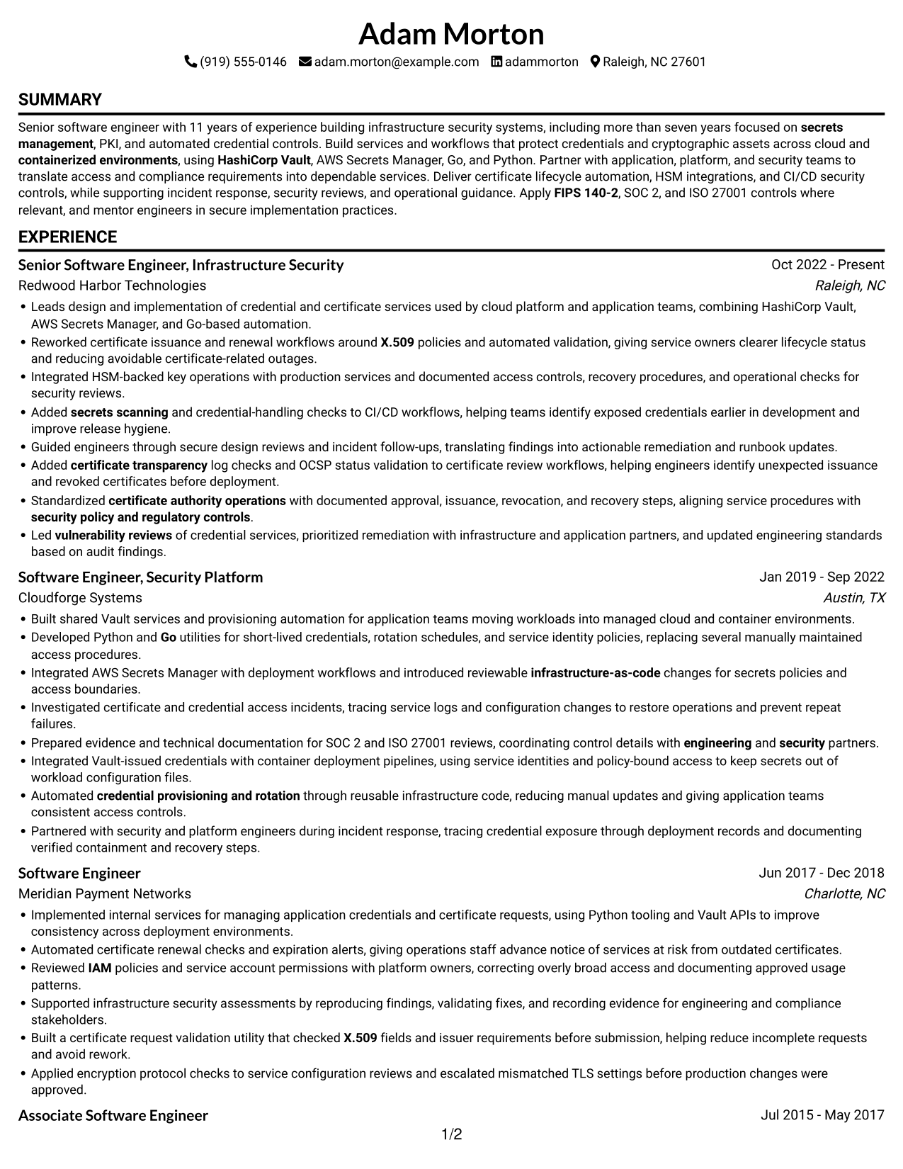 Resume example — page 1