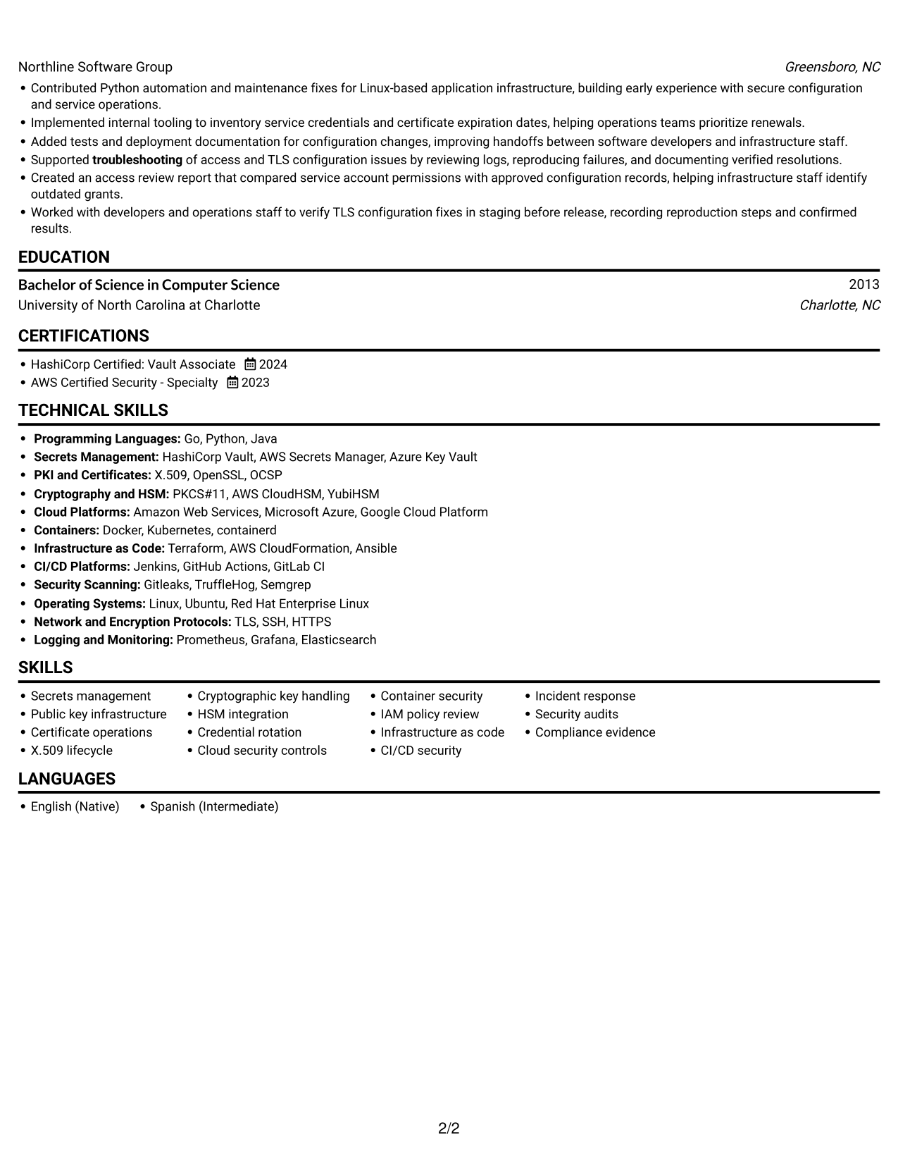 Resume example — page 2