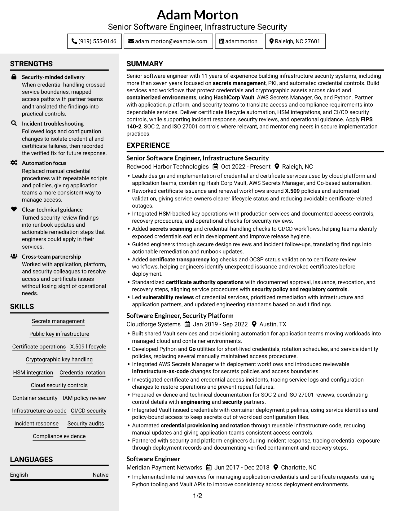 Resume example — page 1