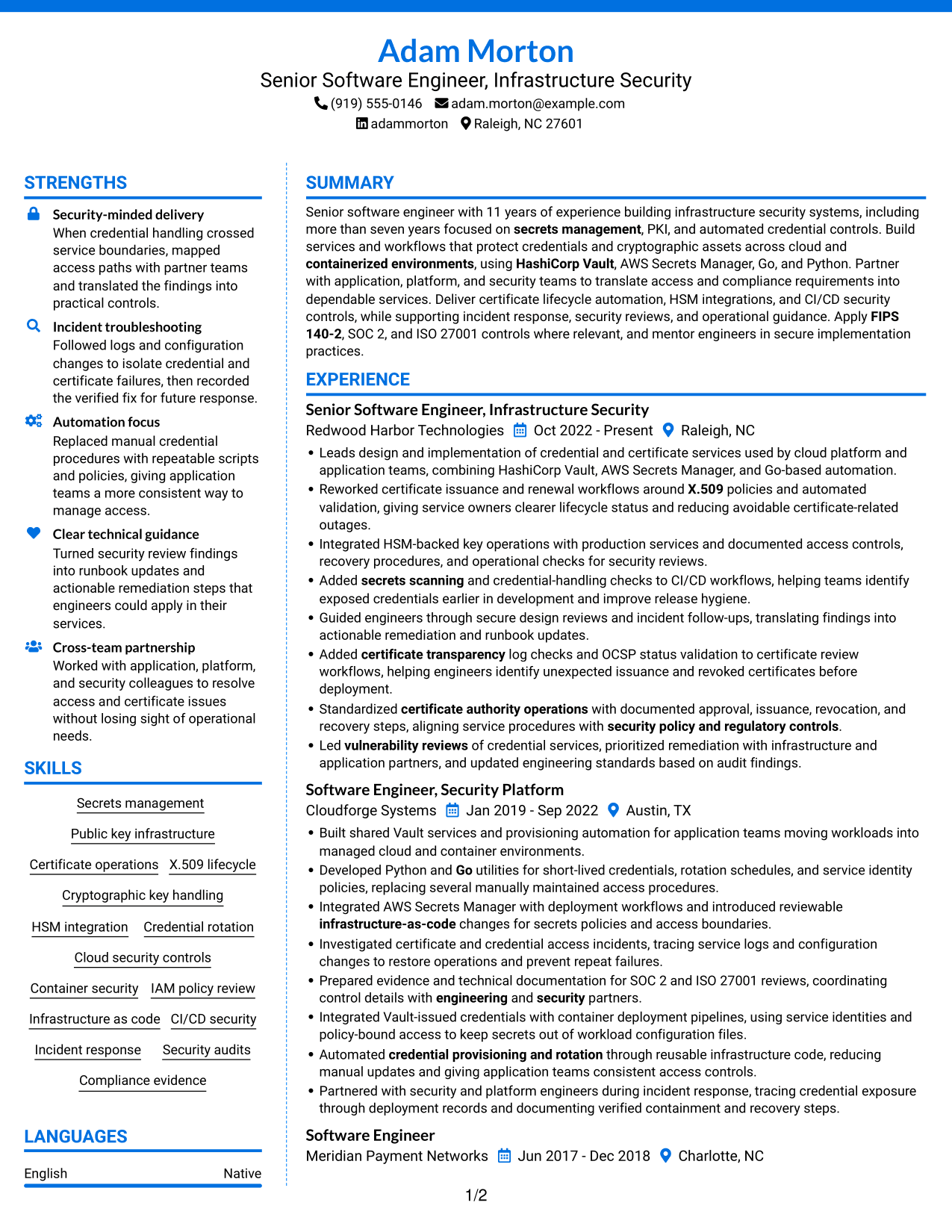 Resume example — page 1