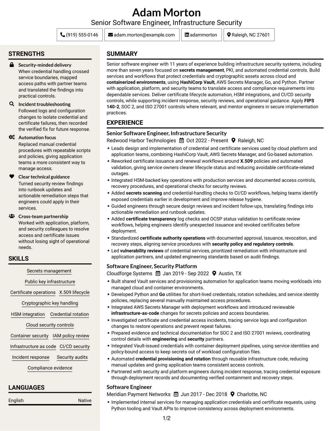 Resume example — page 1
