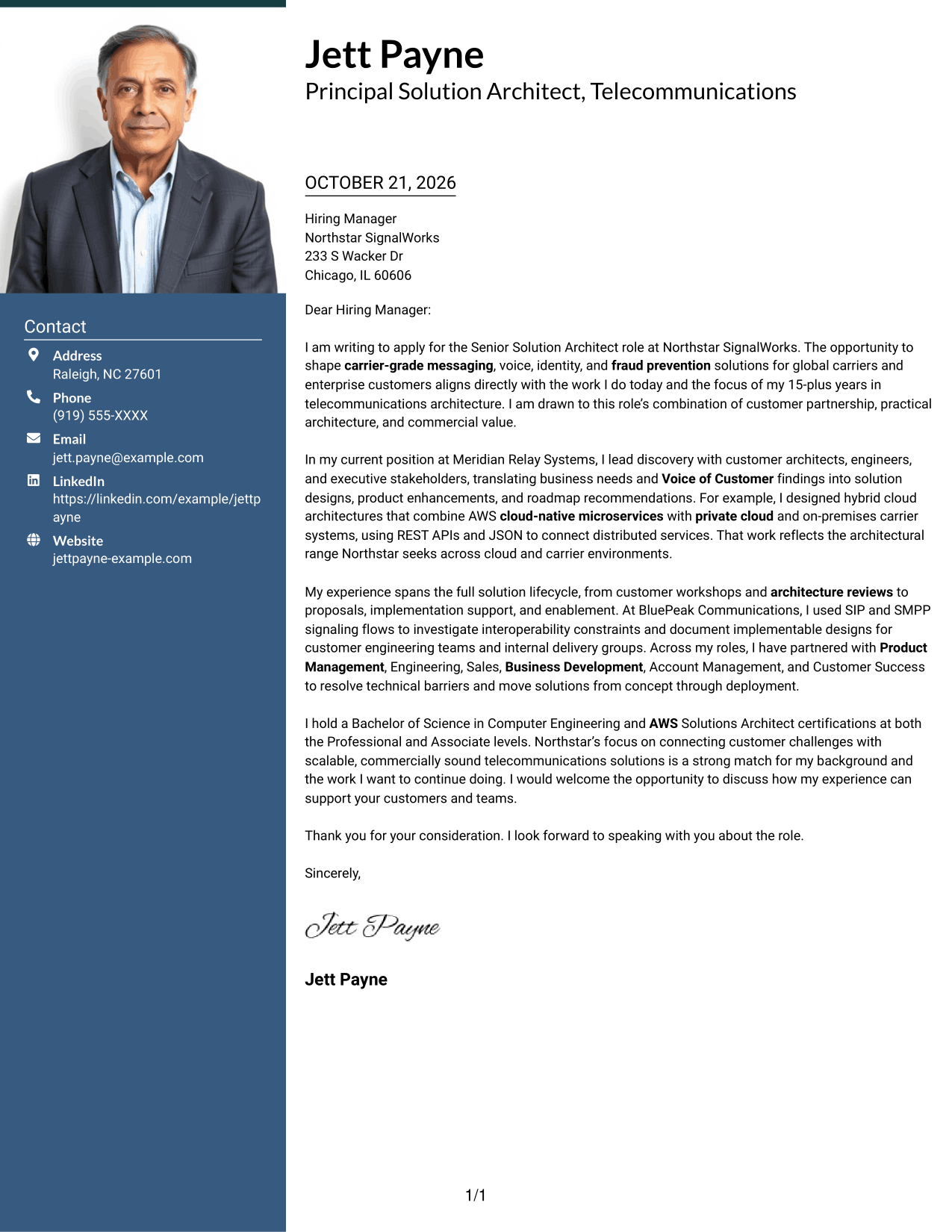 Cover letter example — page 1