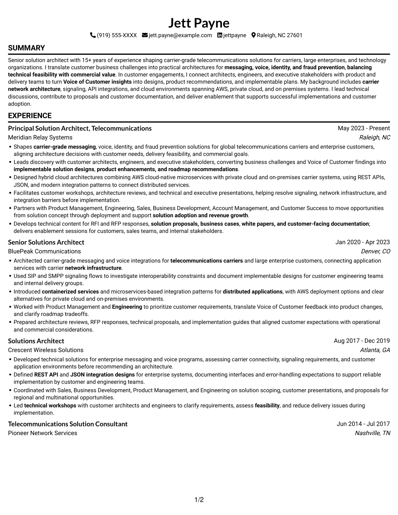 Resume example — page 1
