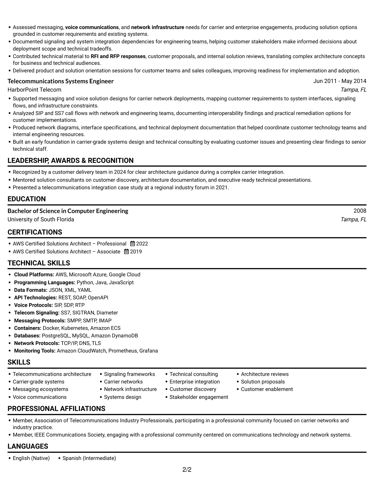 Resume example — page 2
