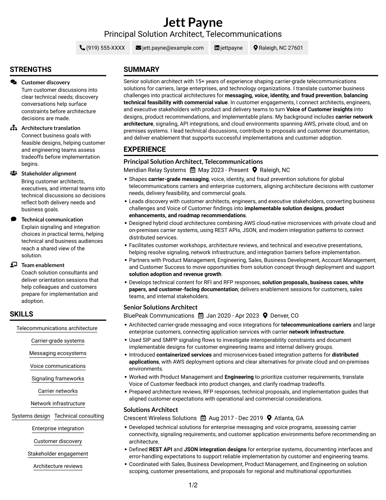 Resume example — page 1