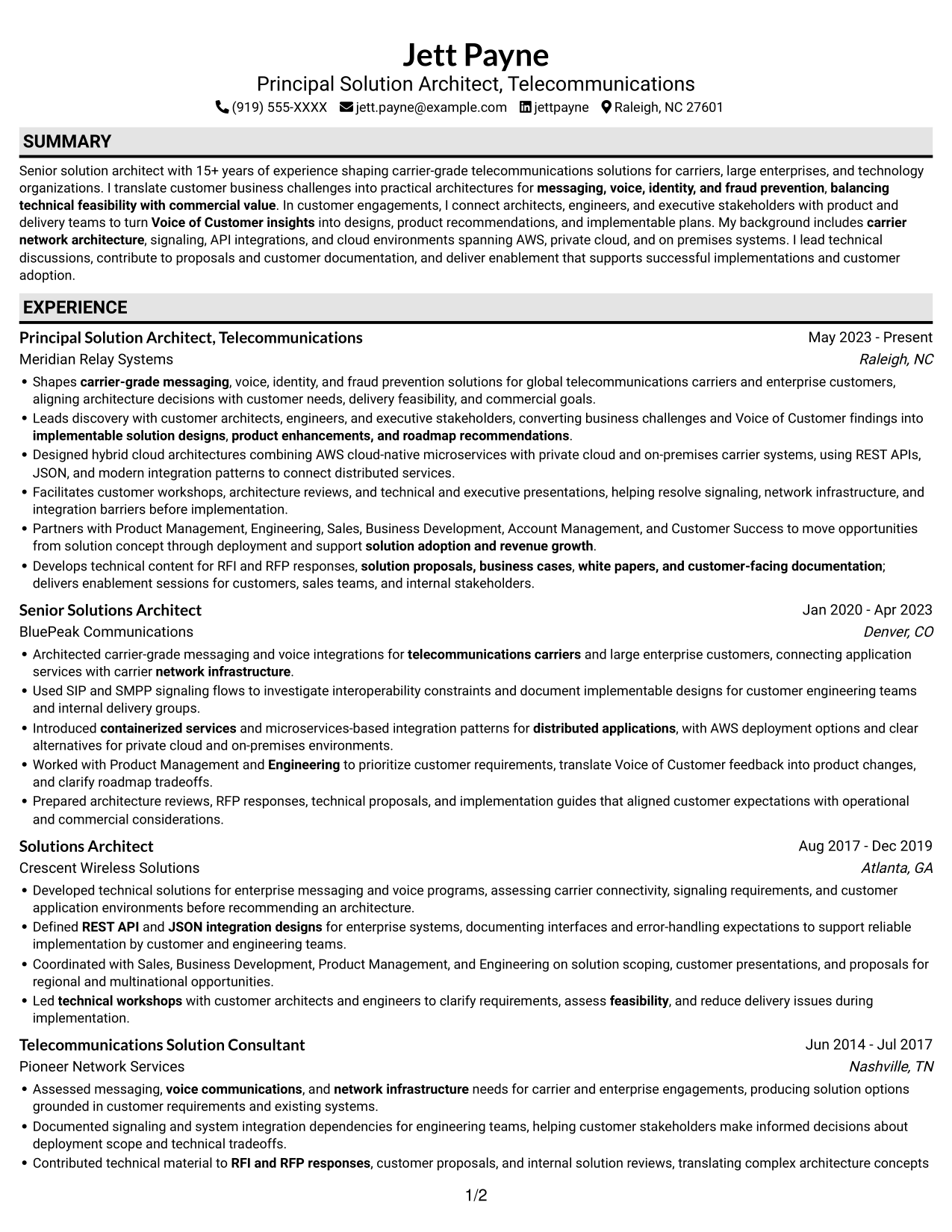 Resume example — page 1