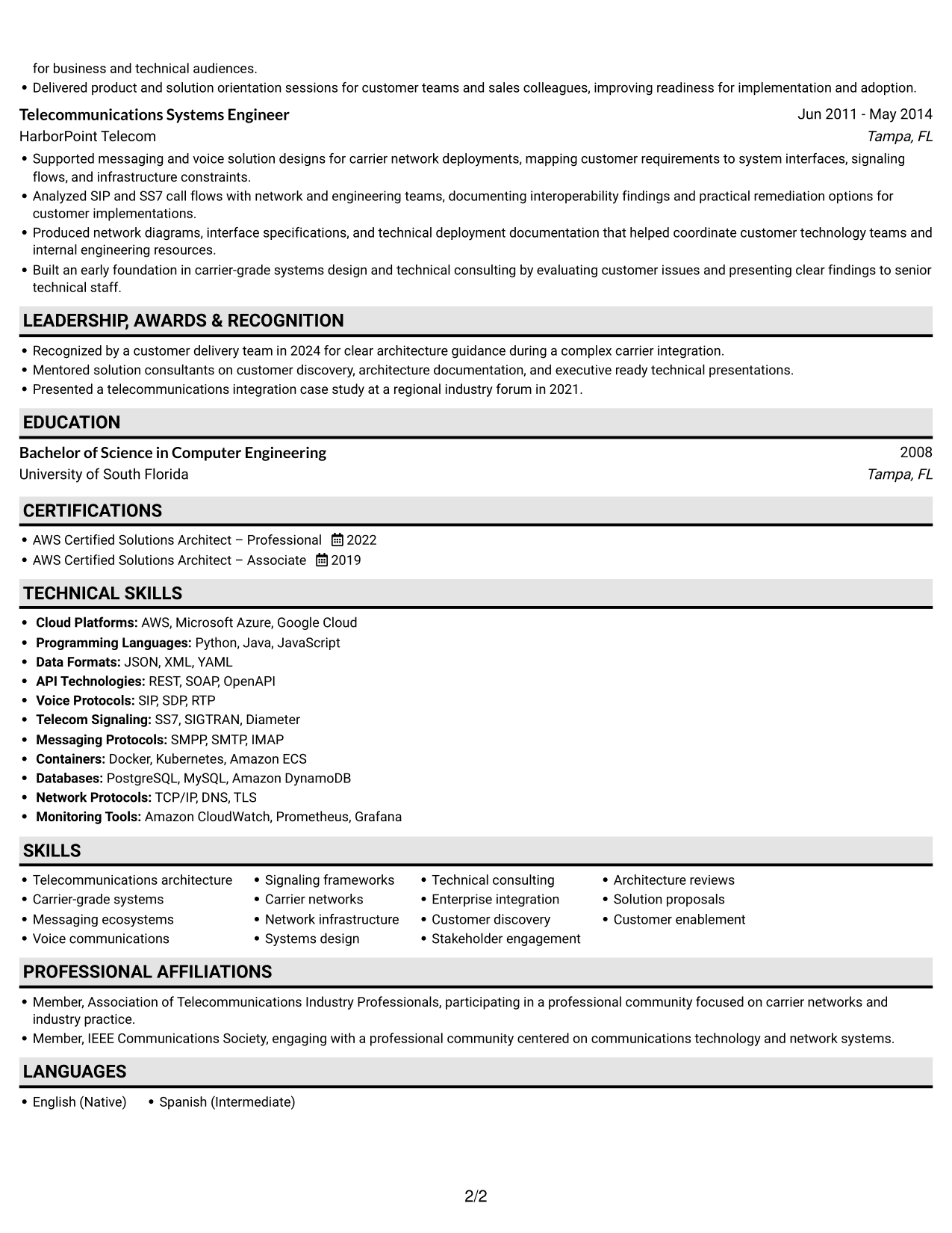 Resume example — page 2
