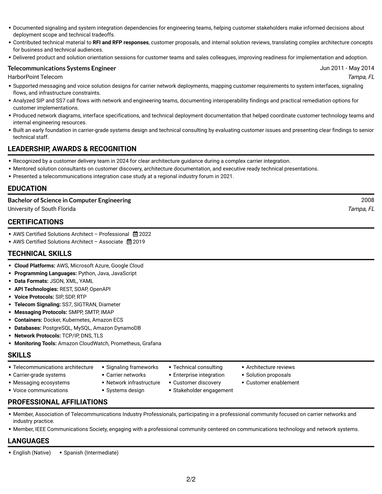 Resume example — page 2