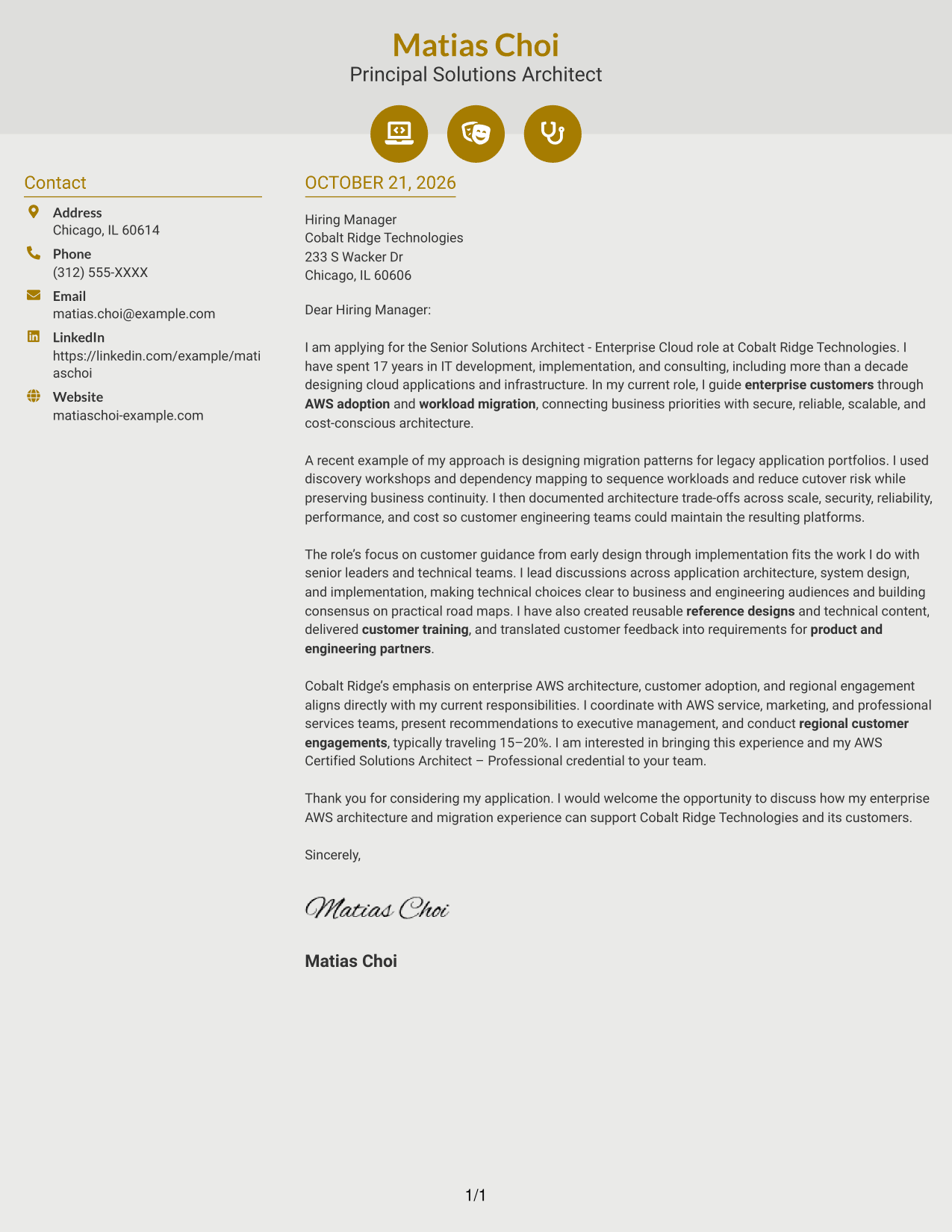 Cover letter example — page 1