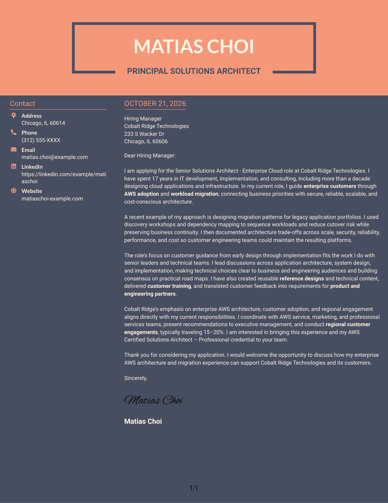 Cover letter example — page 1