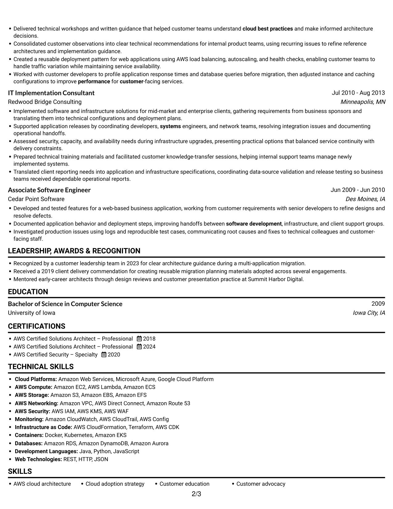 Resume example — page 2