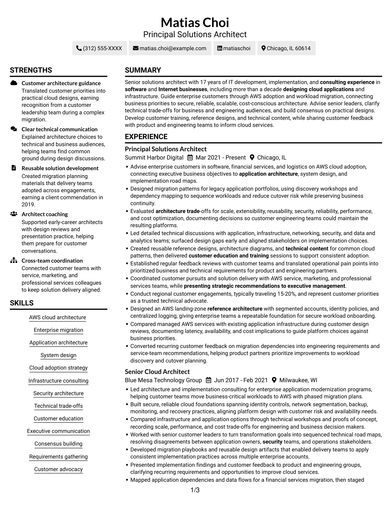 Resume example — page 1