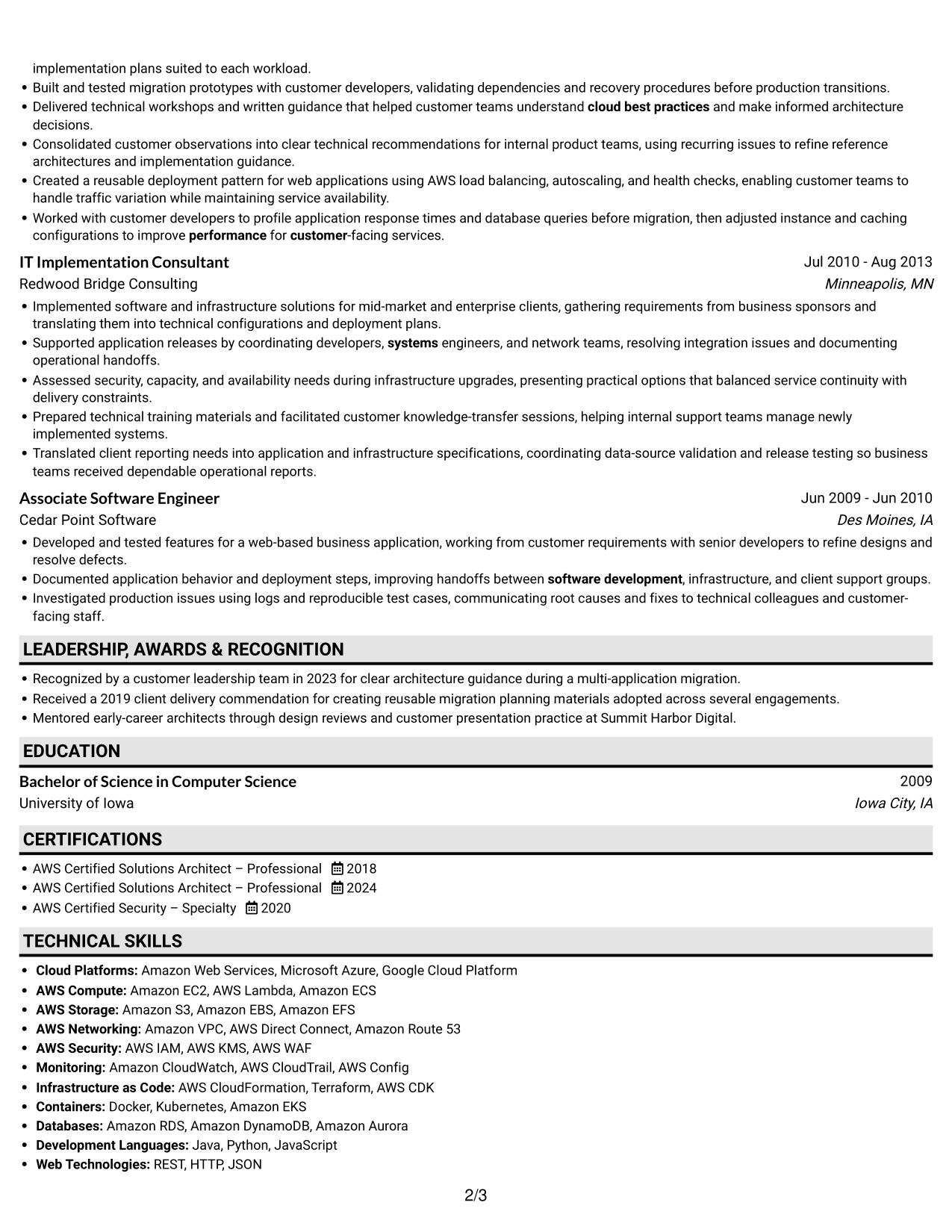 Resume example — page 2