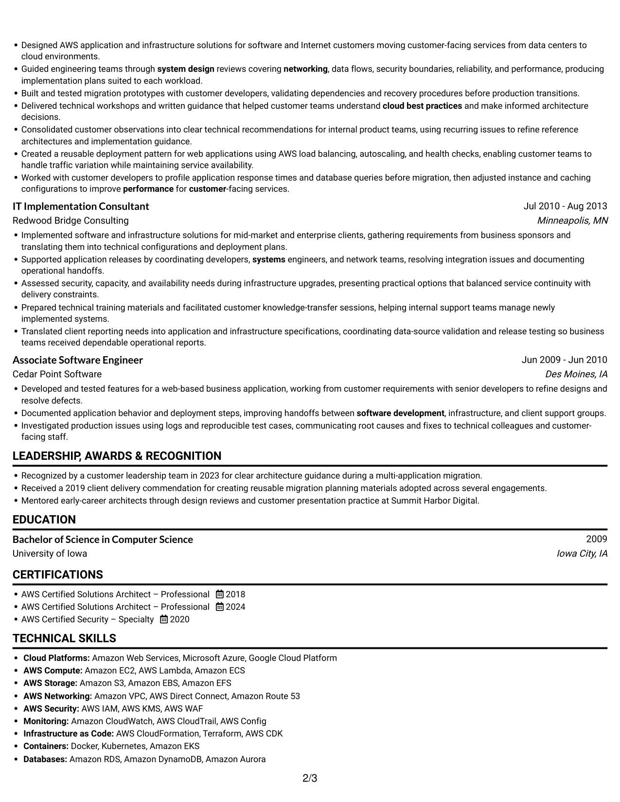 Resume example — page 2