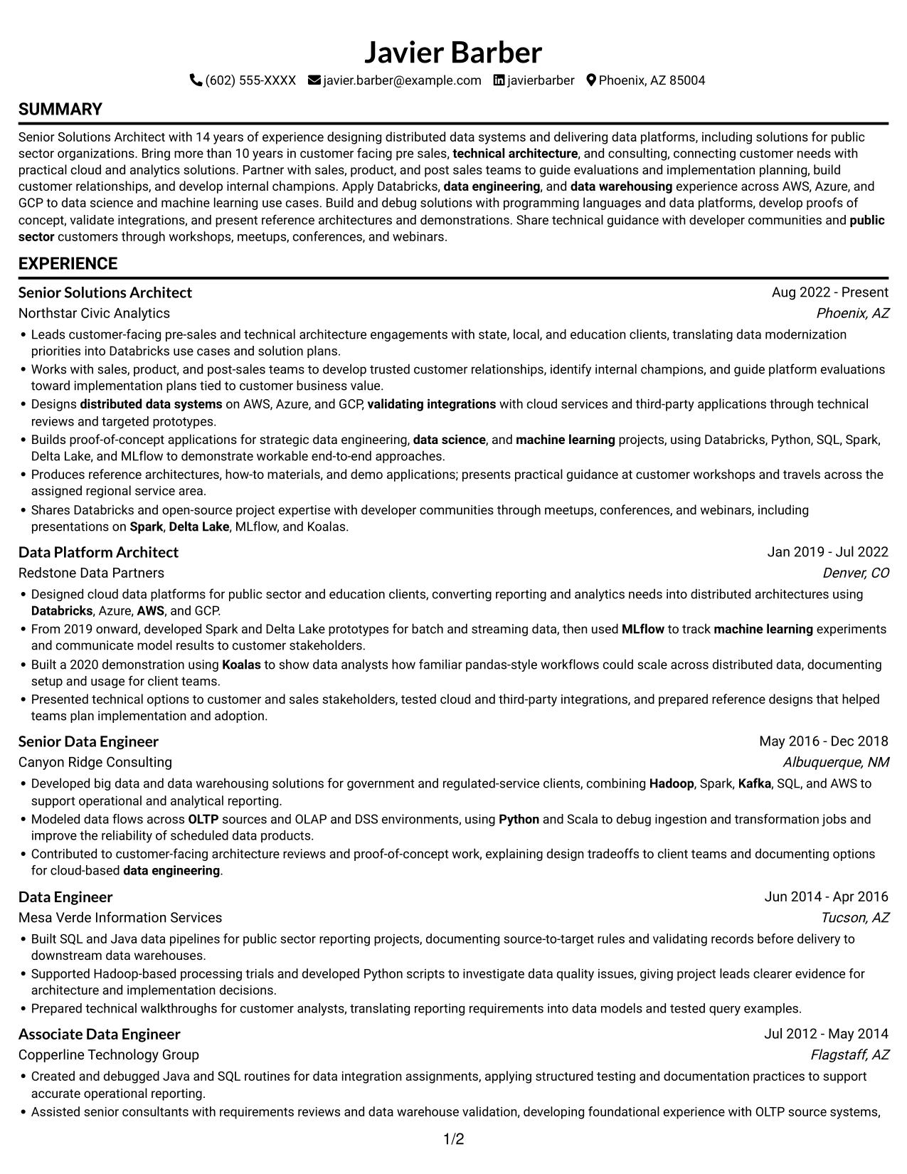 Resume example — page 1