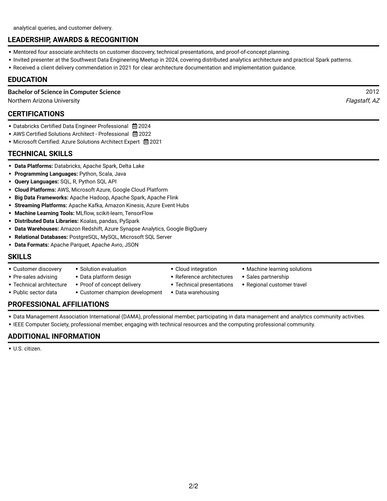 Resume example — page 2
