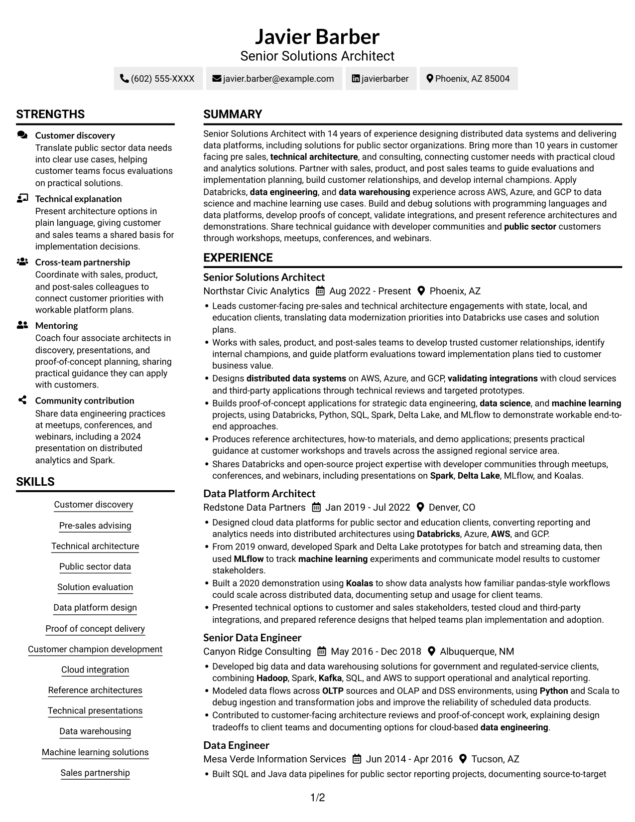 Resume example — page 1