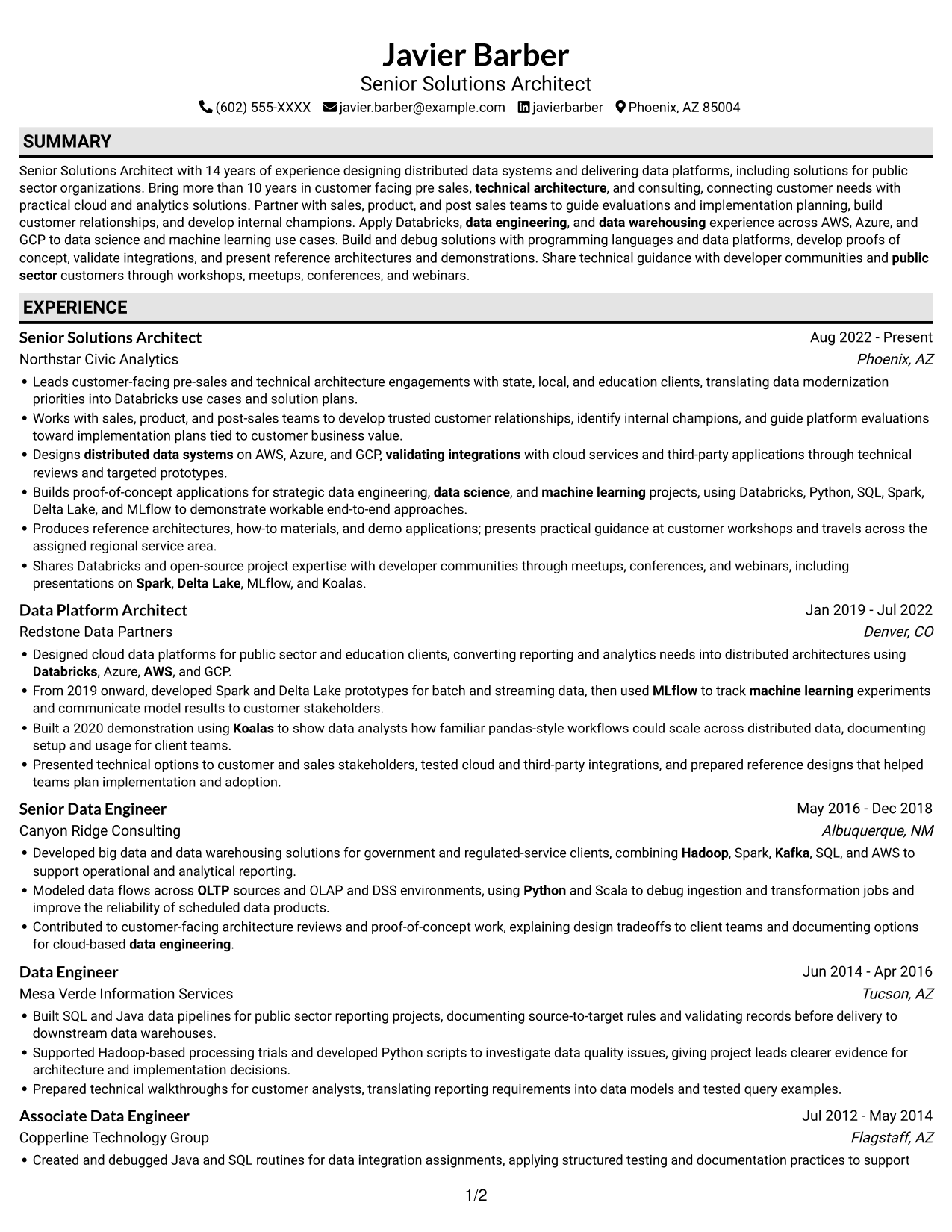 Resume example — page 1