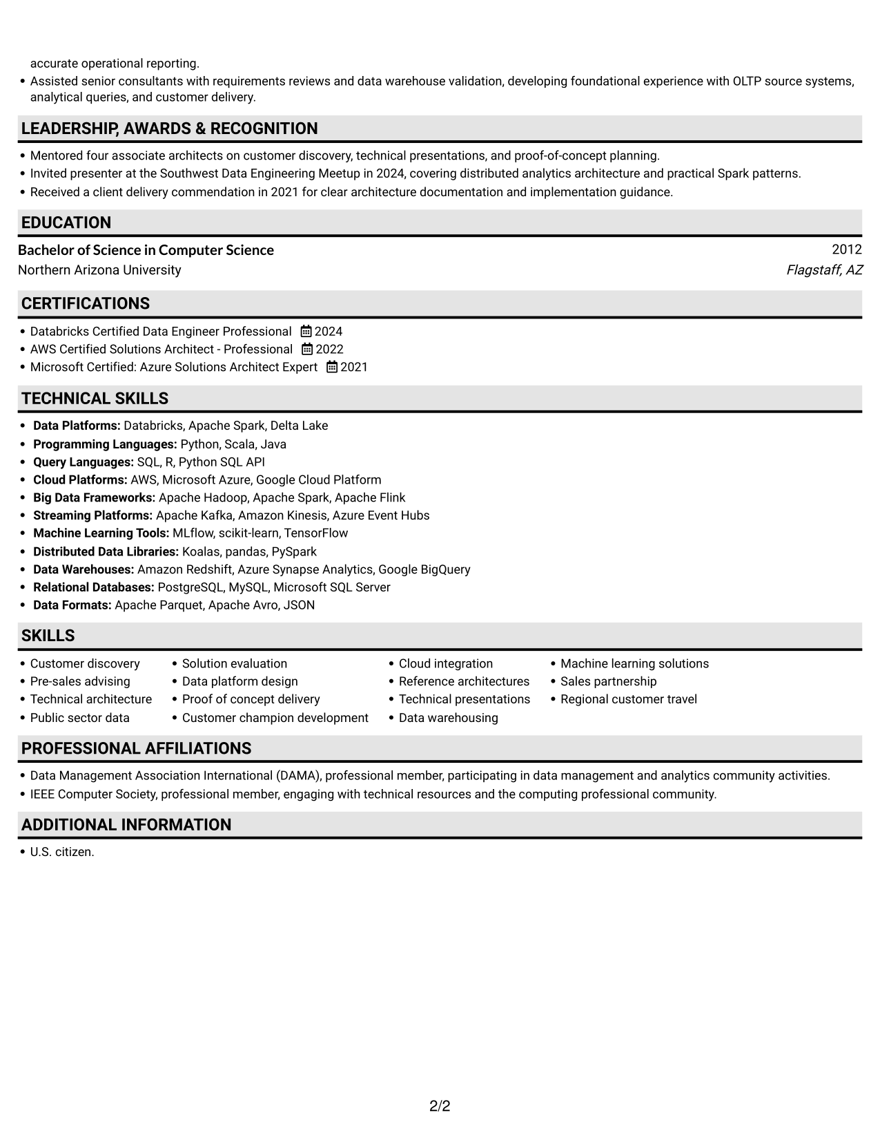 Resume example — page 2