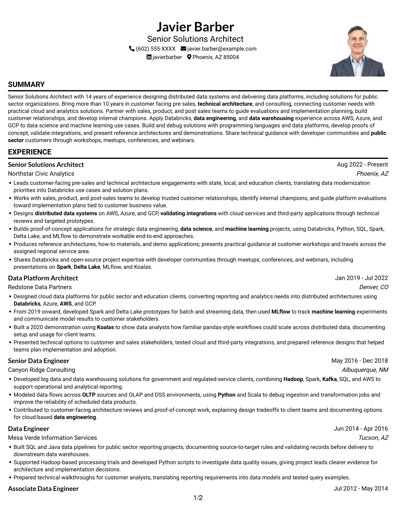 Resume example — page 1