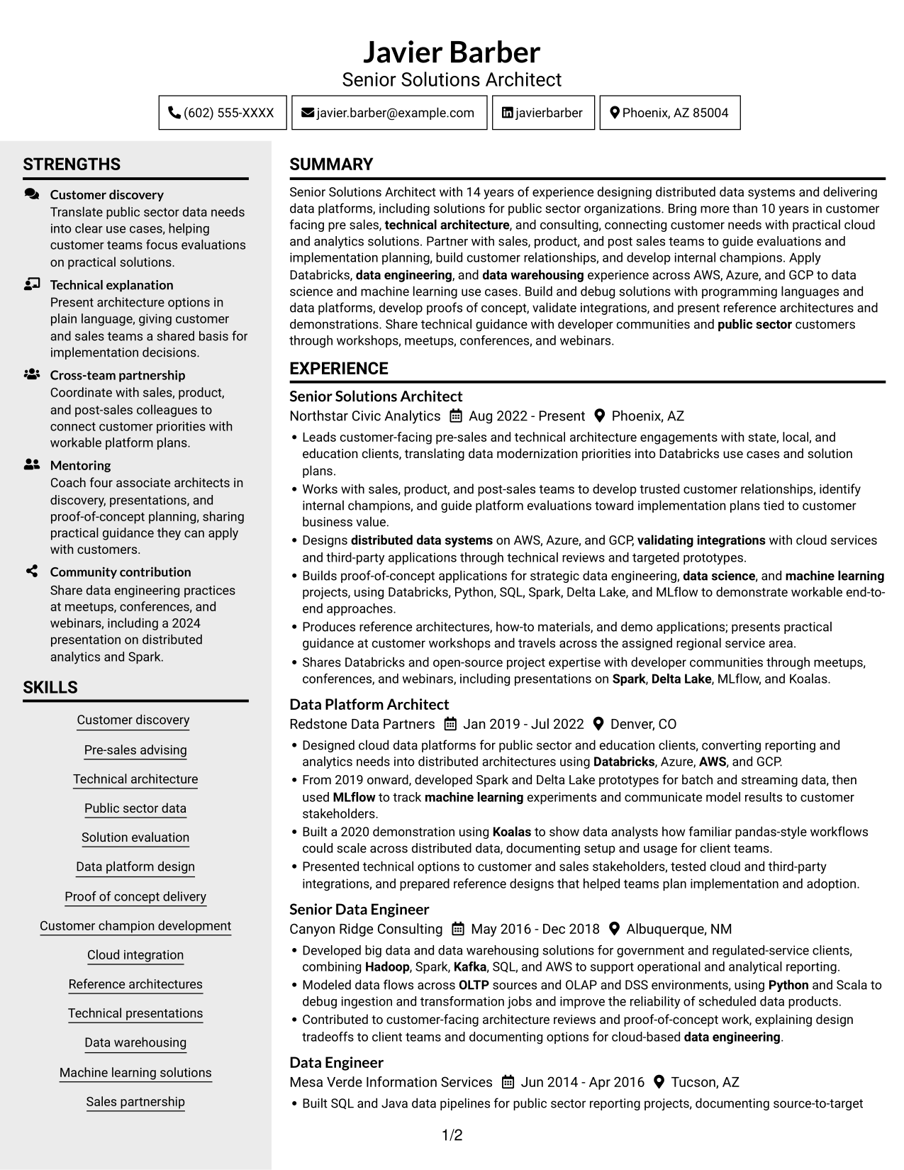 Resume example — page 1