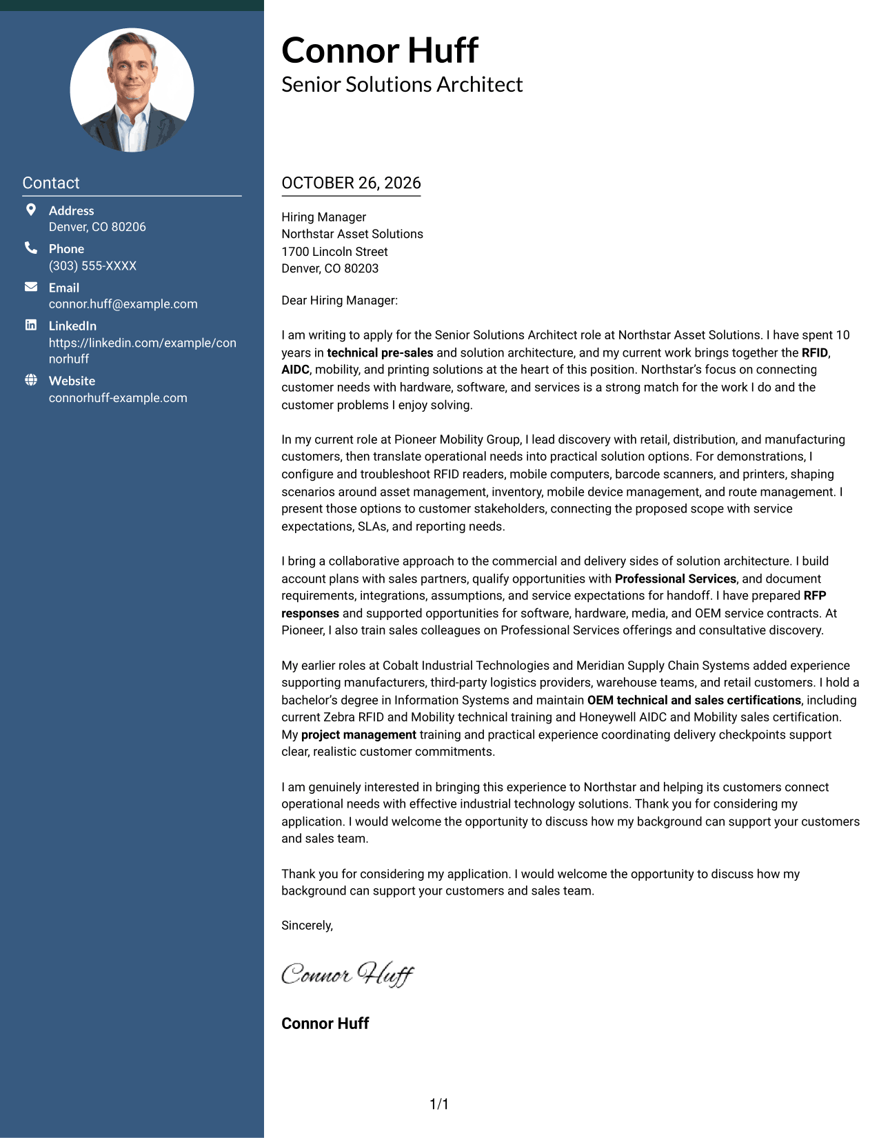 Cover letter example — page 1