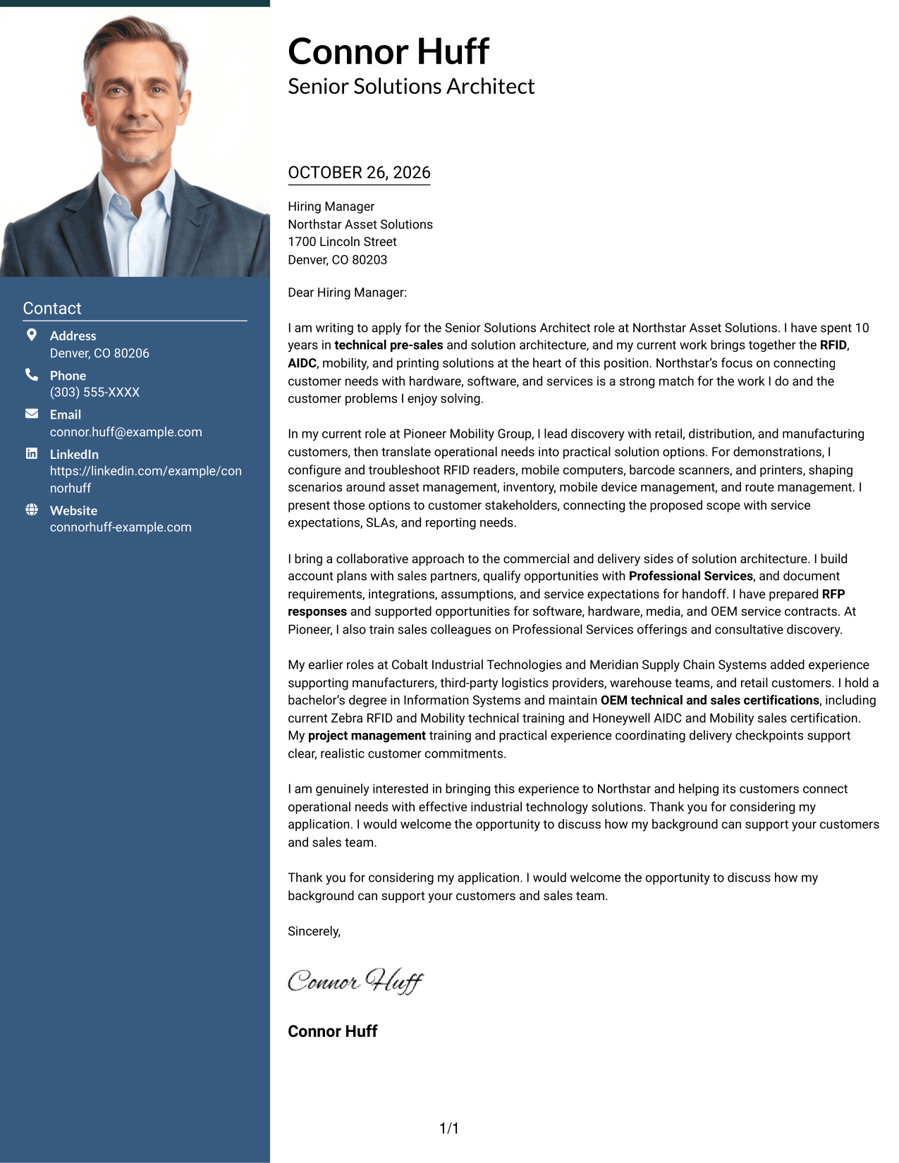 Cover letter example — page 1