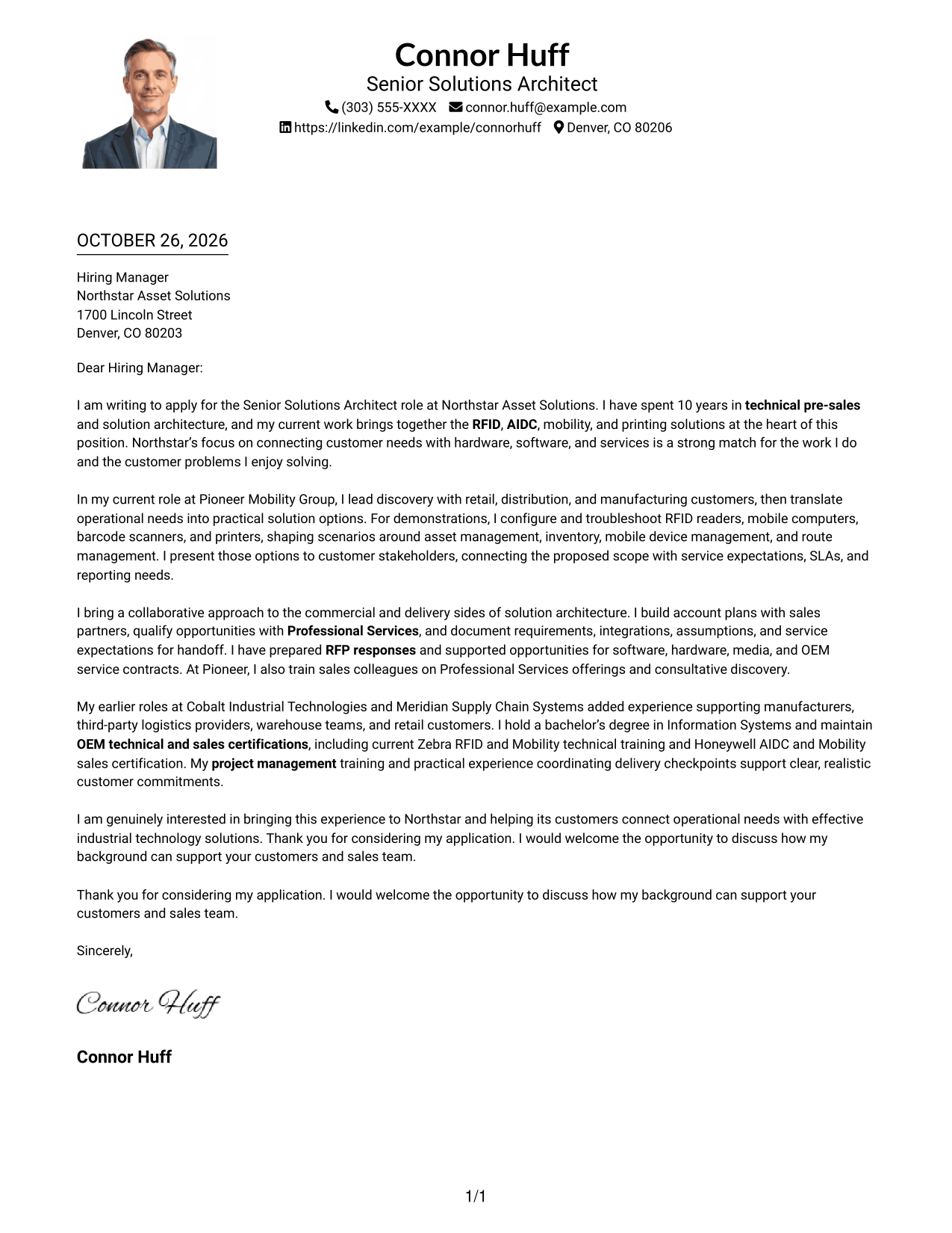 Cover letter example — page 1