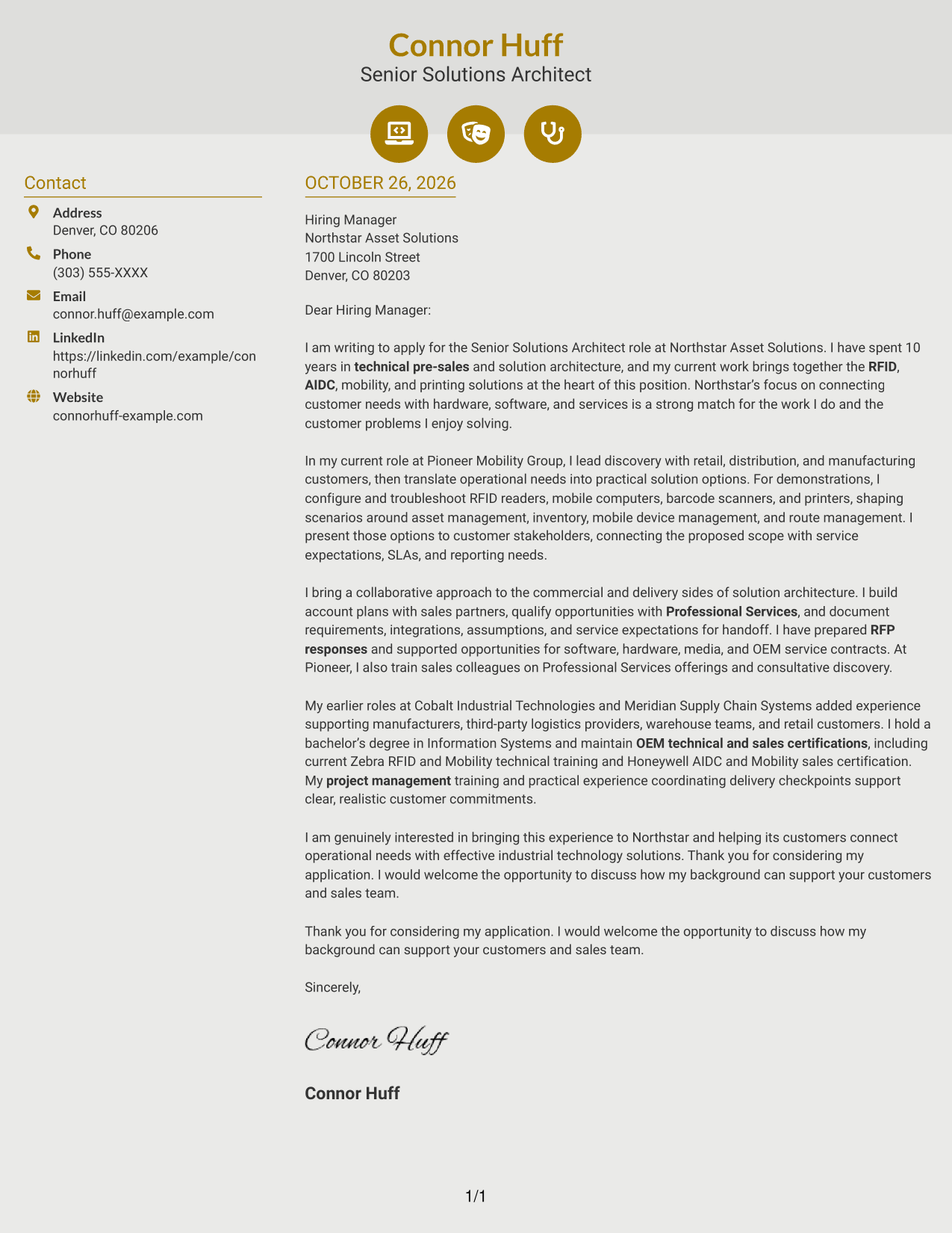 Cover letter example — page 1