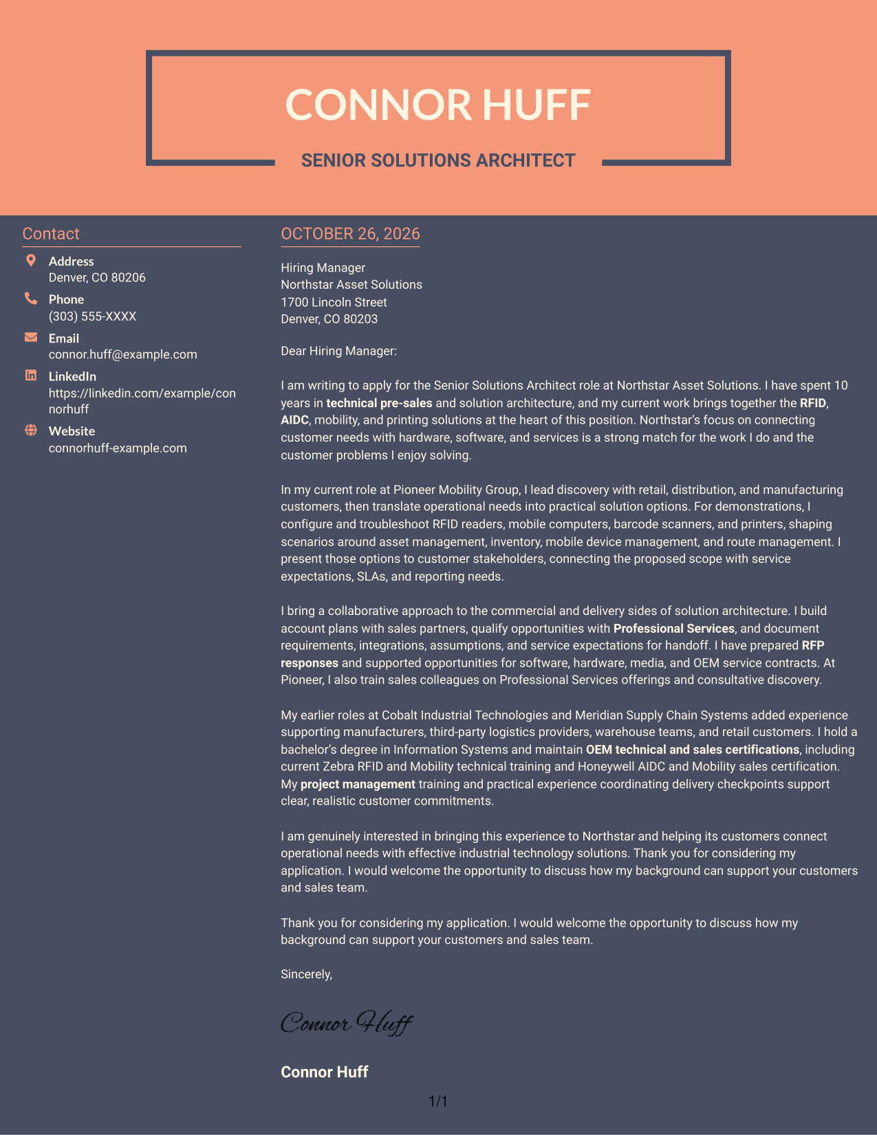 Cover letter example — page 1