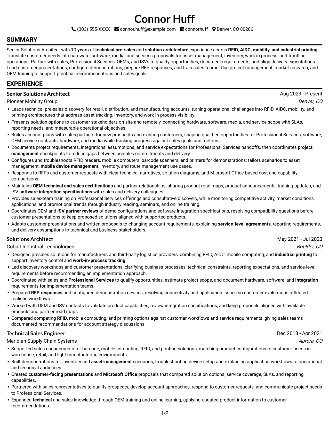 Resume example — page 1