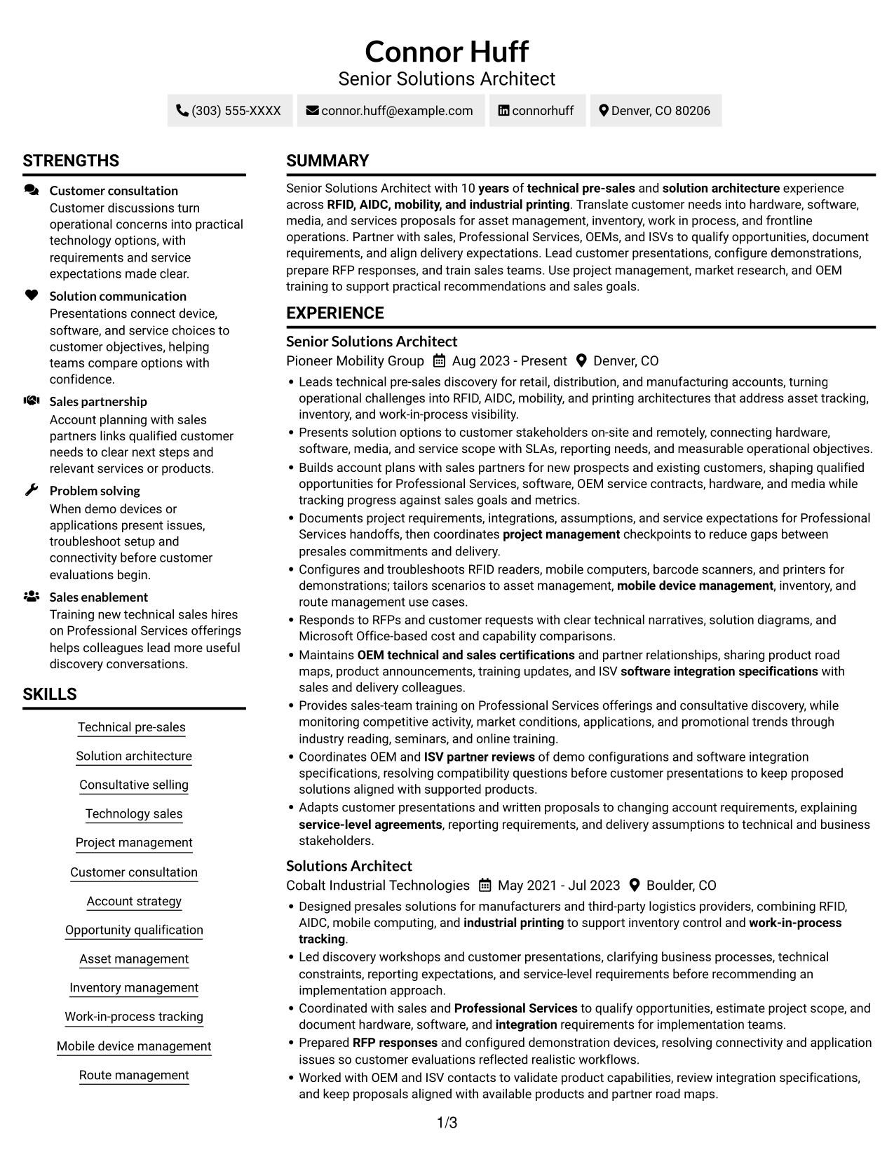 Resume example — page 1