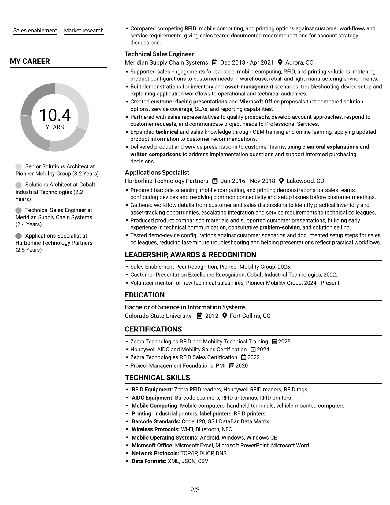 Resume example — page 2