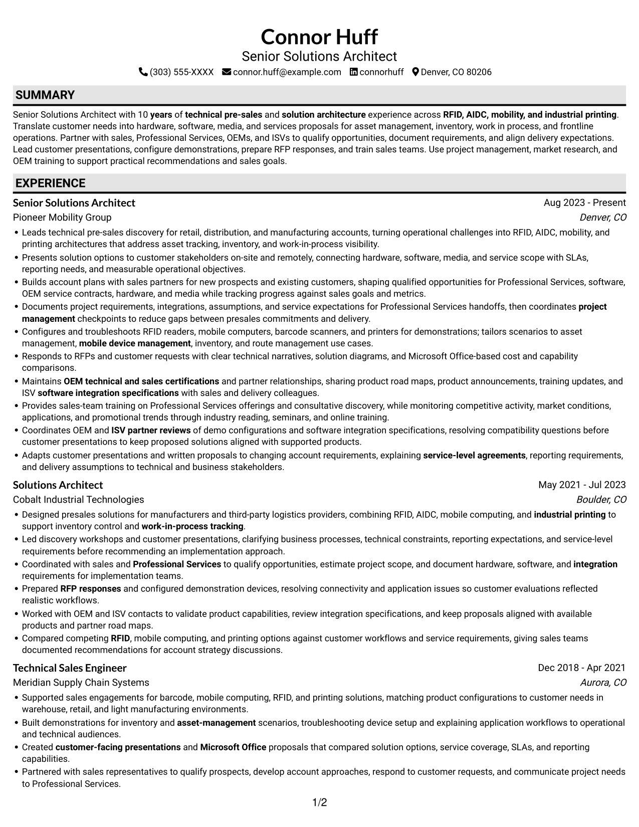 Resume example — page 1