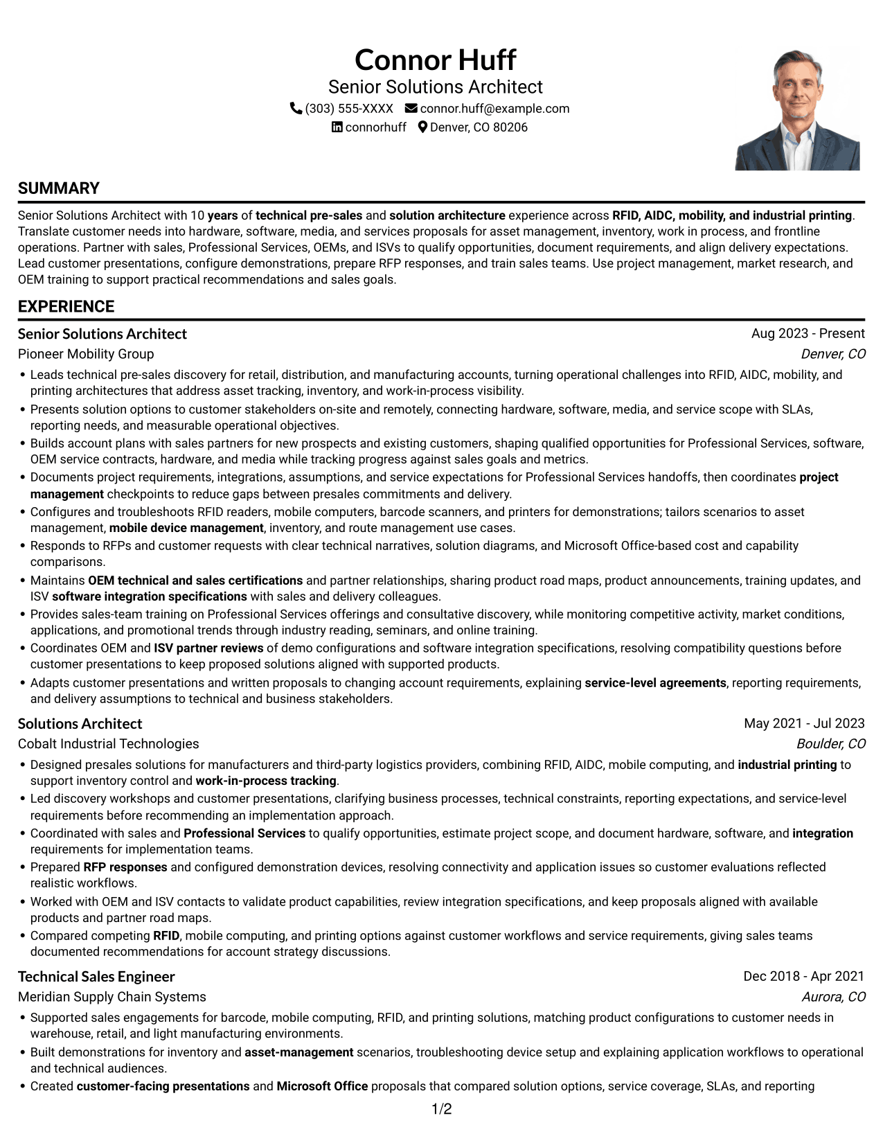 Resume example — page 1