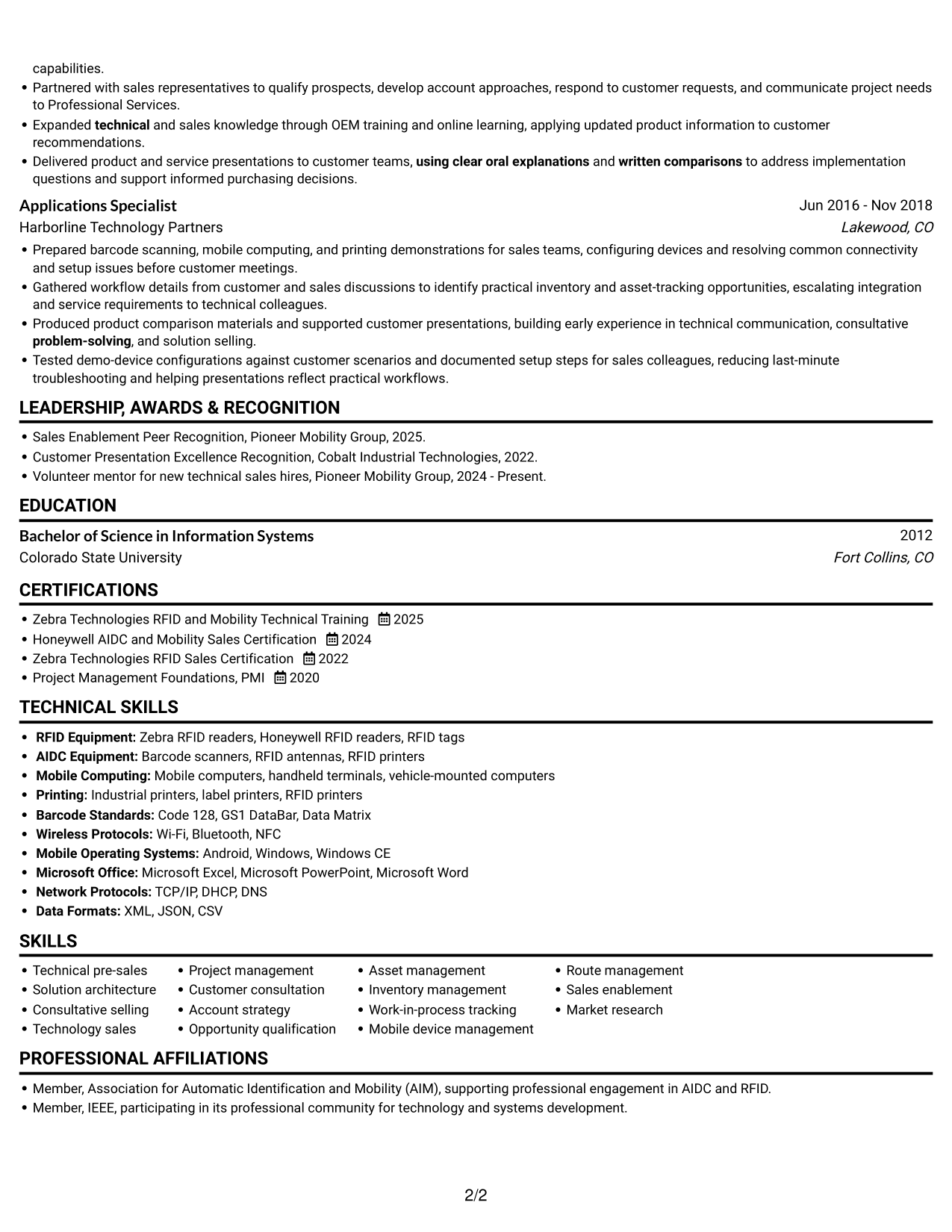 Resume example — page 2