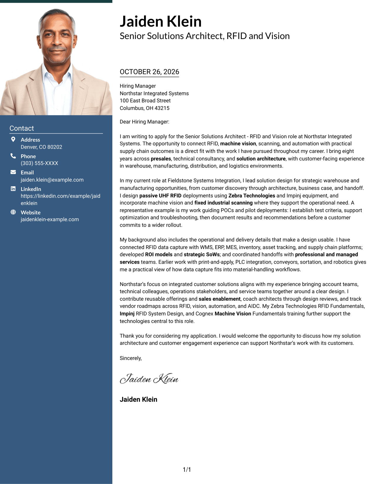 Cover letter example — page 1