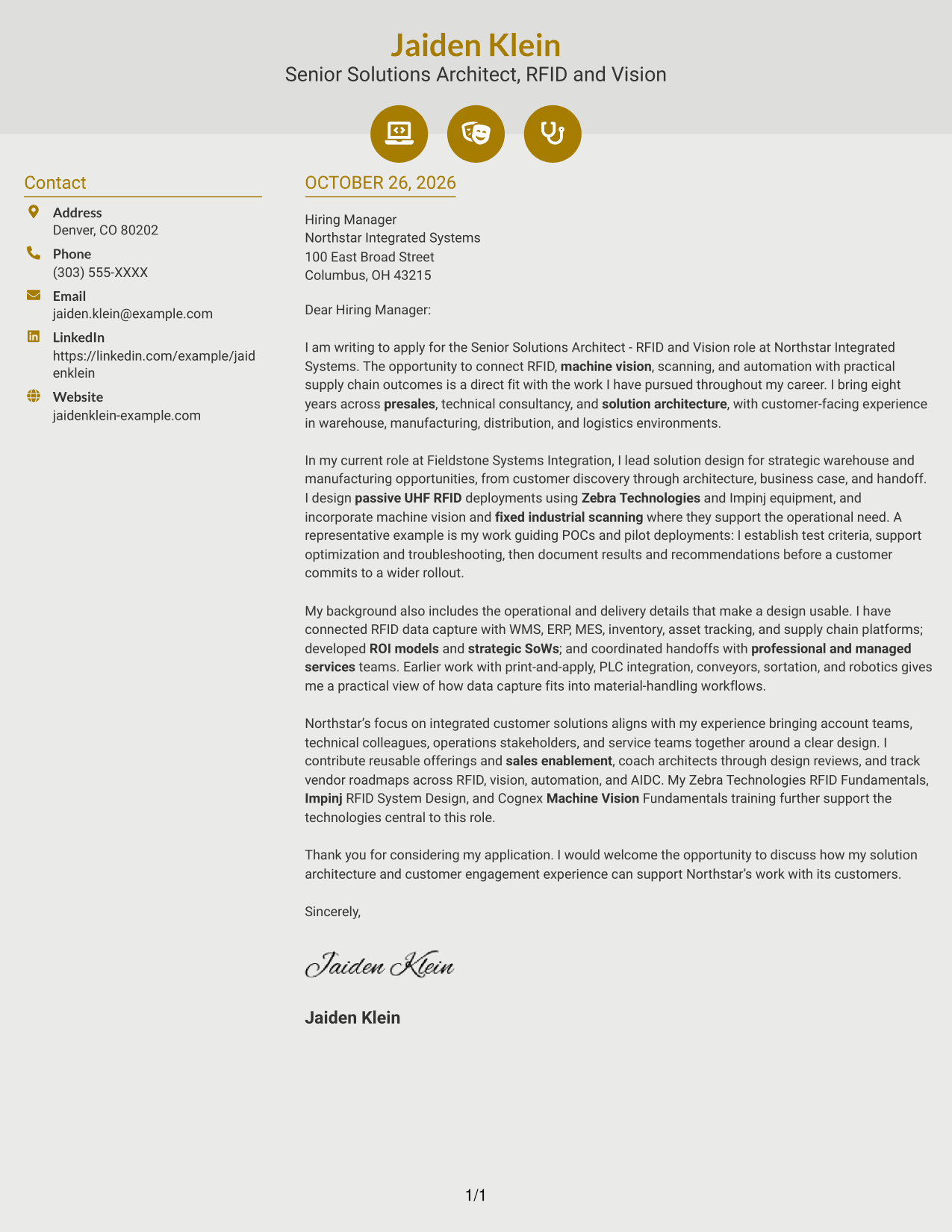Cover letter example — page 1