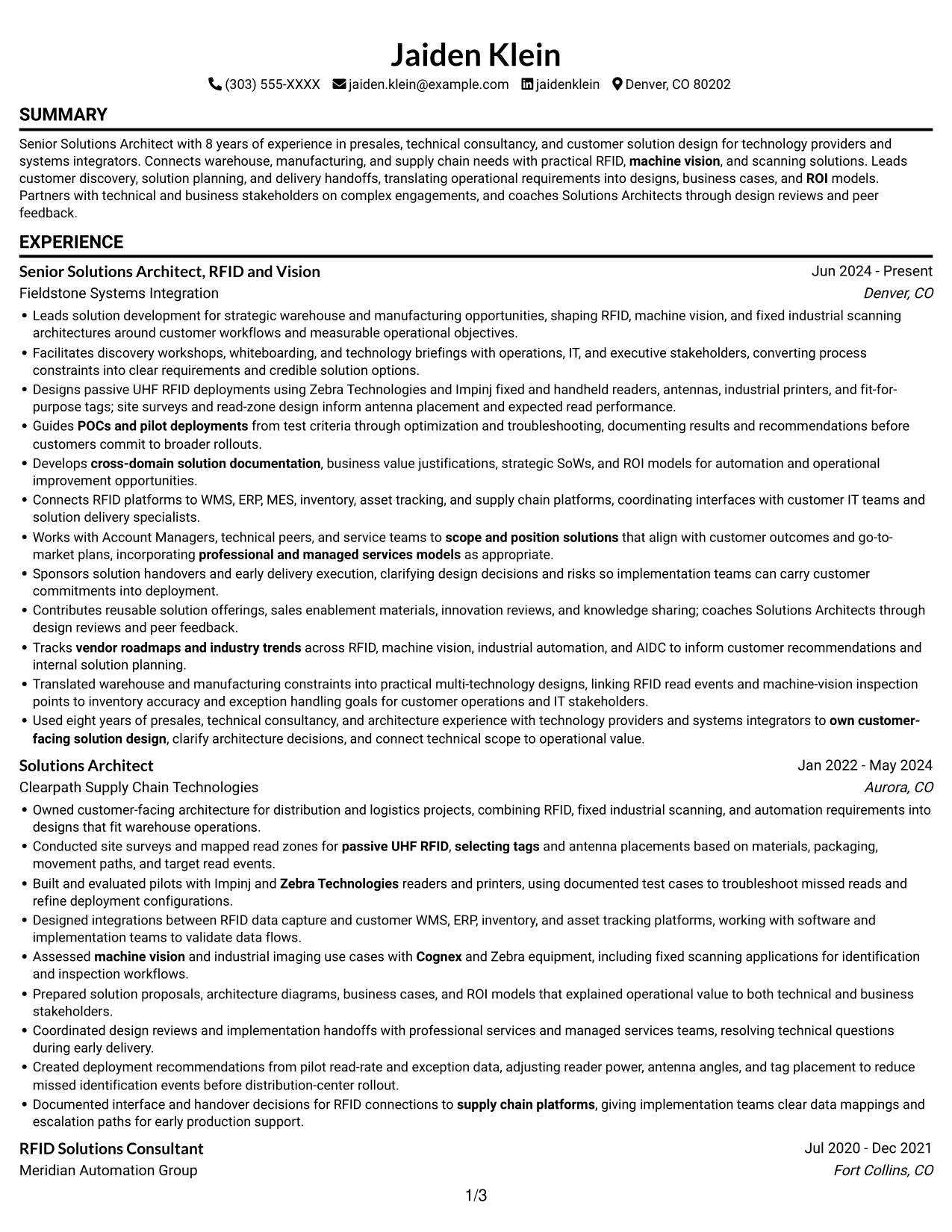 Resume example — page 1