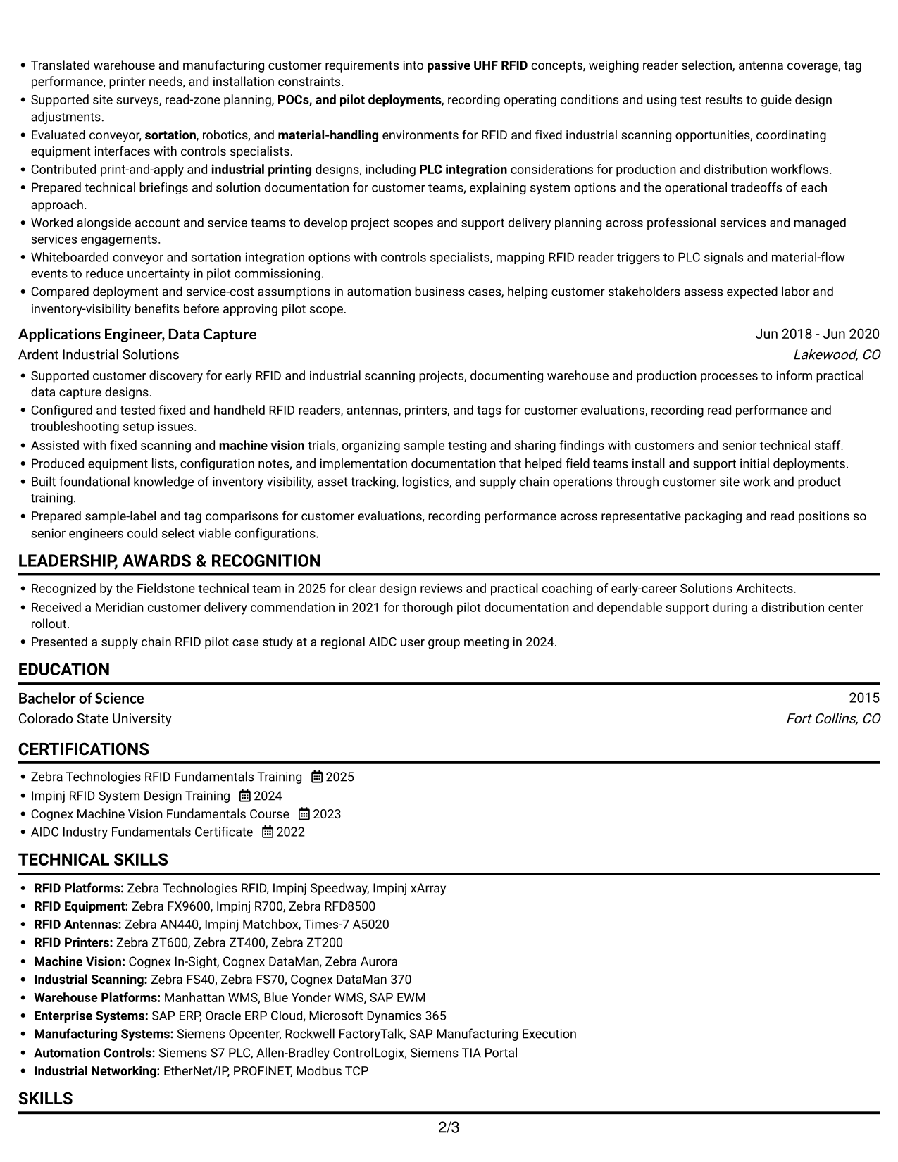 Resume example — page 2