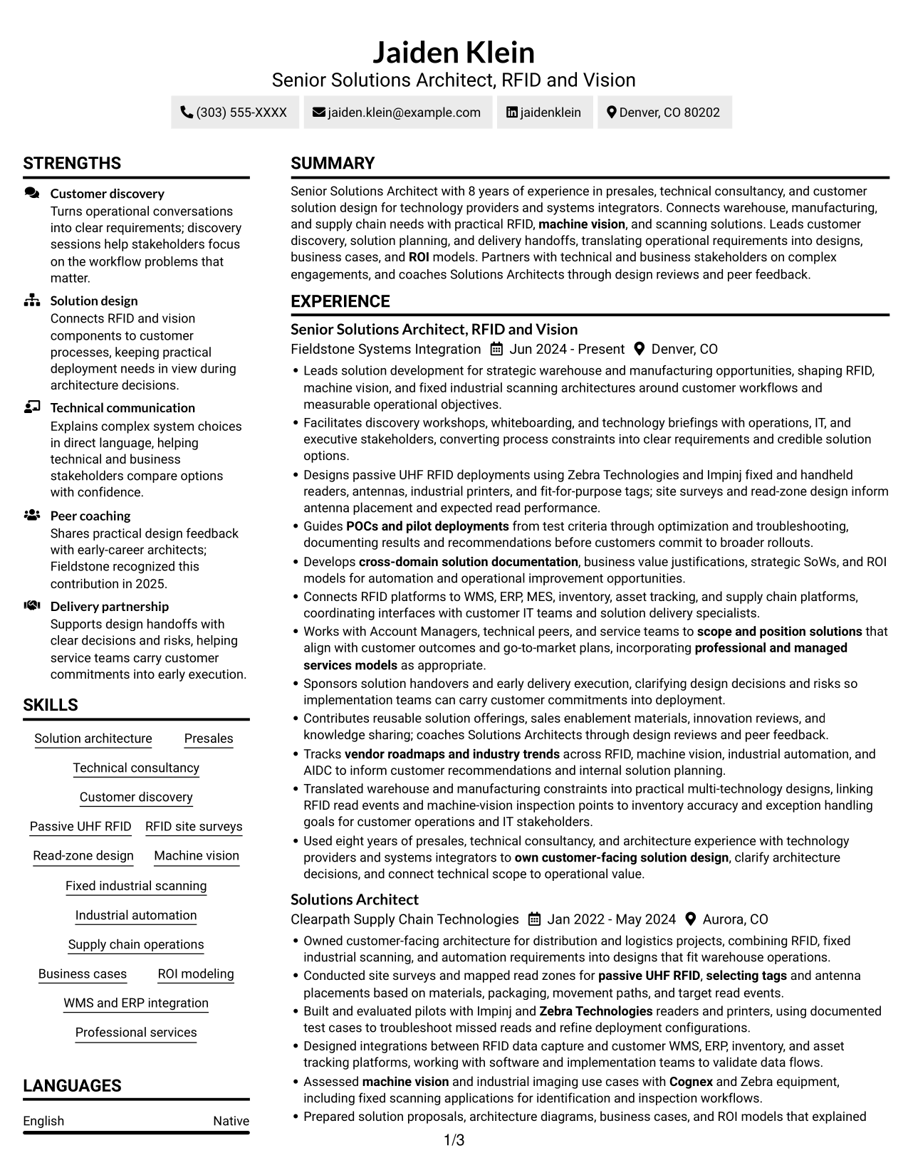 Resume example — page 1
