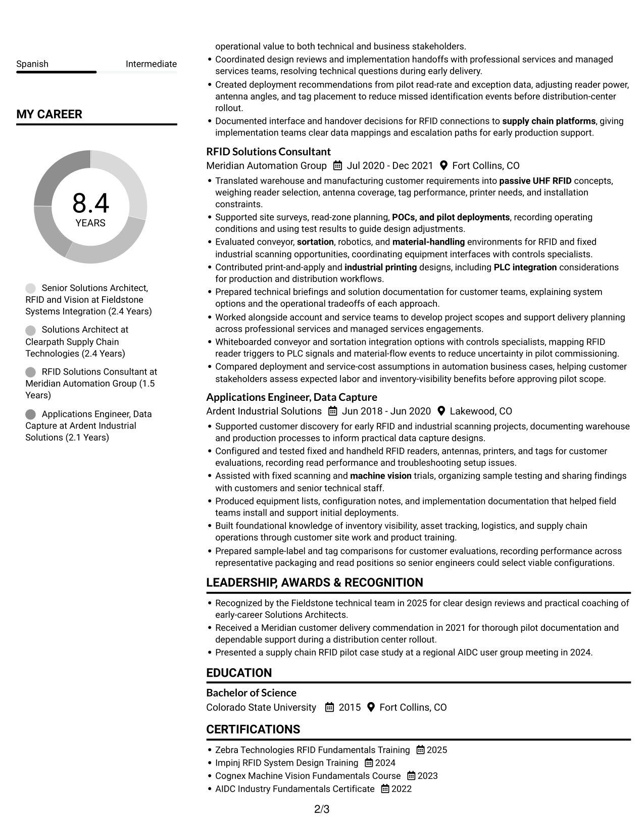 Resume example — page 2