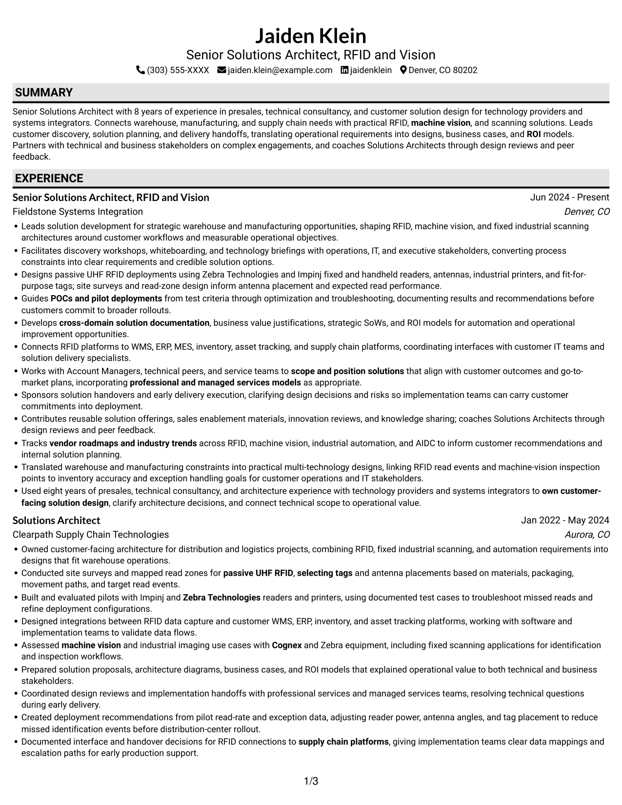 Resume example — page 1