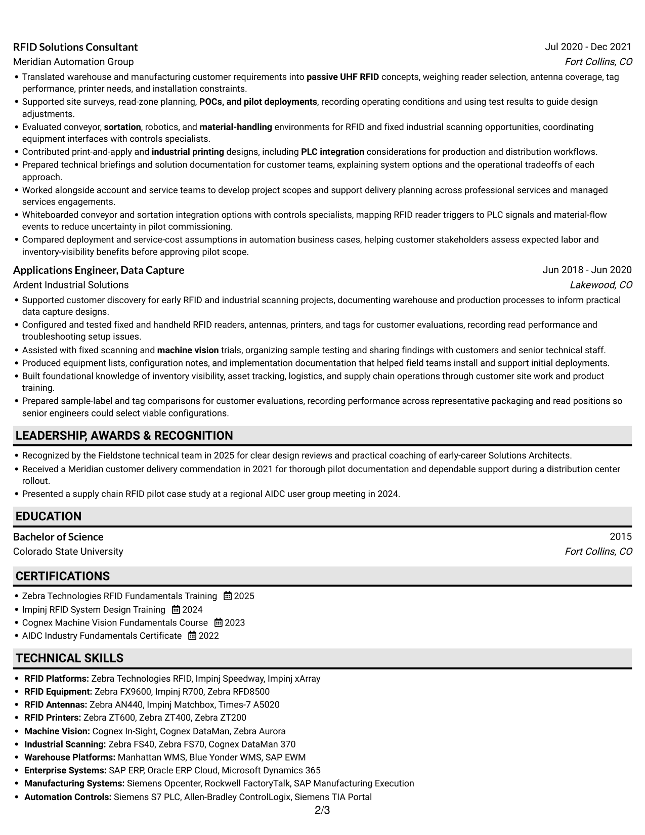Resume example — page 2