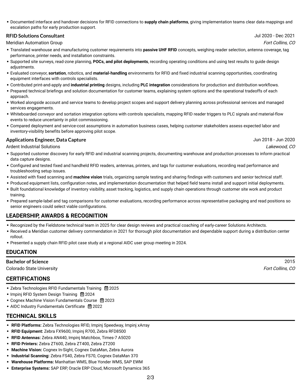 Resume example — page 2