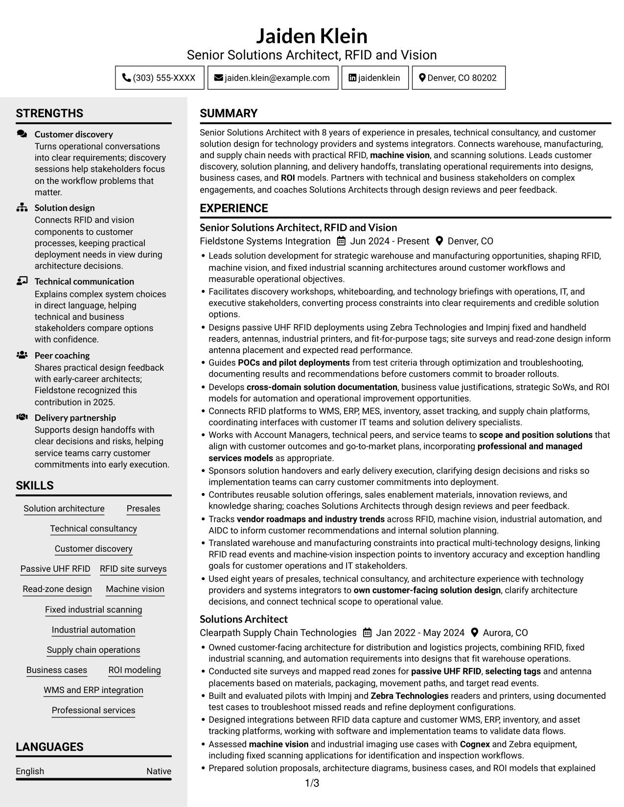 Resume example — page 1